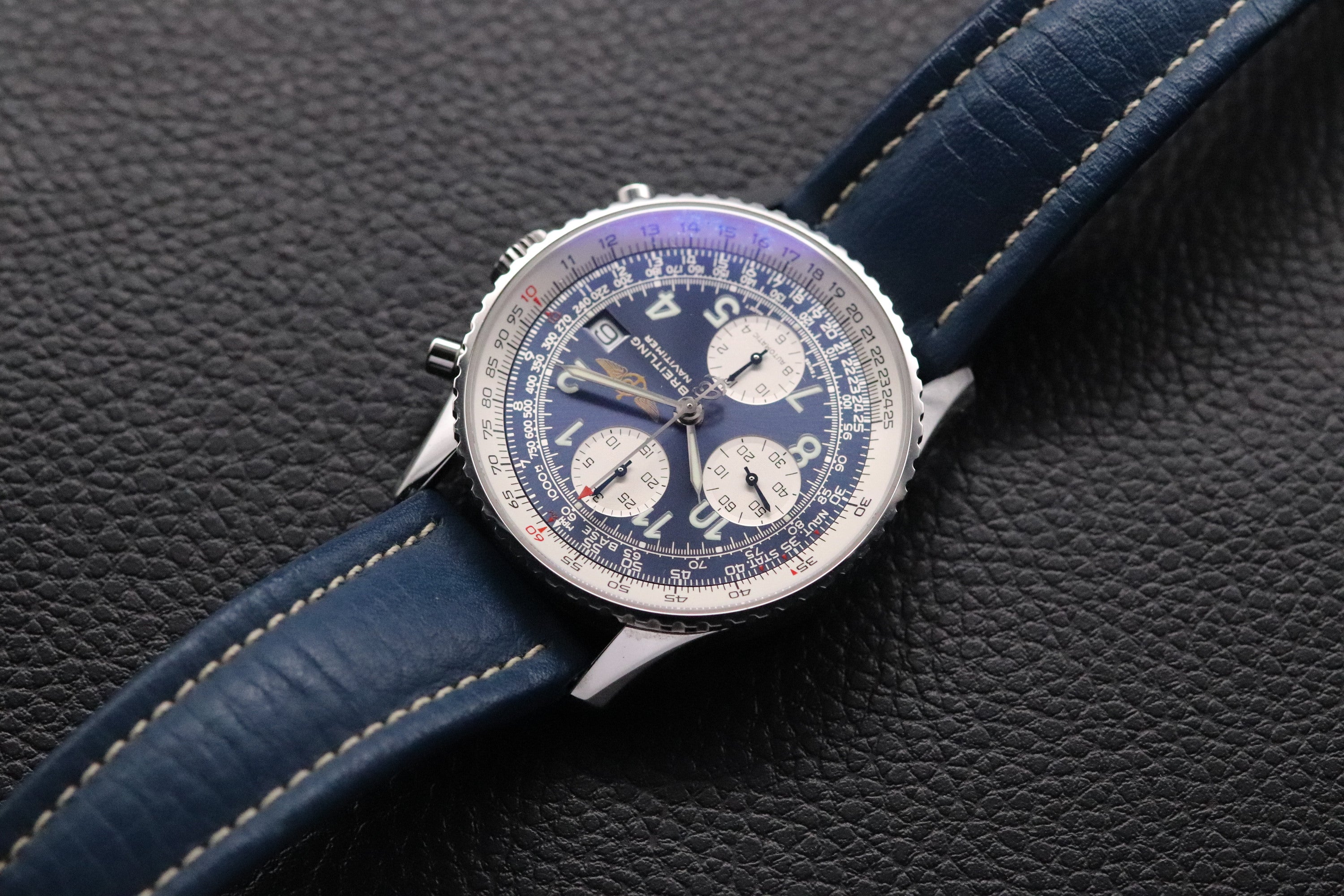 Breitling Old Navitimer A13322 Chronograph Blue Dial 2002 Box