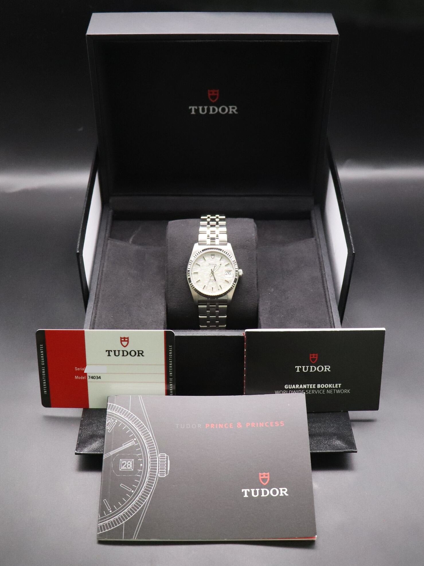Tudor Prince Date 74034 Linen Dial Fullset 2019 Box+Papers