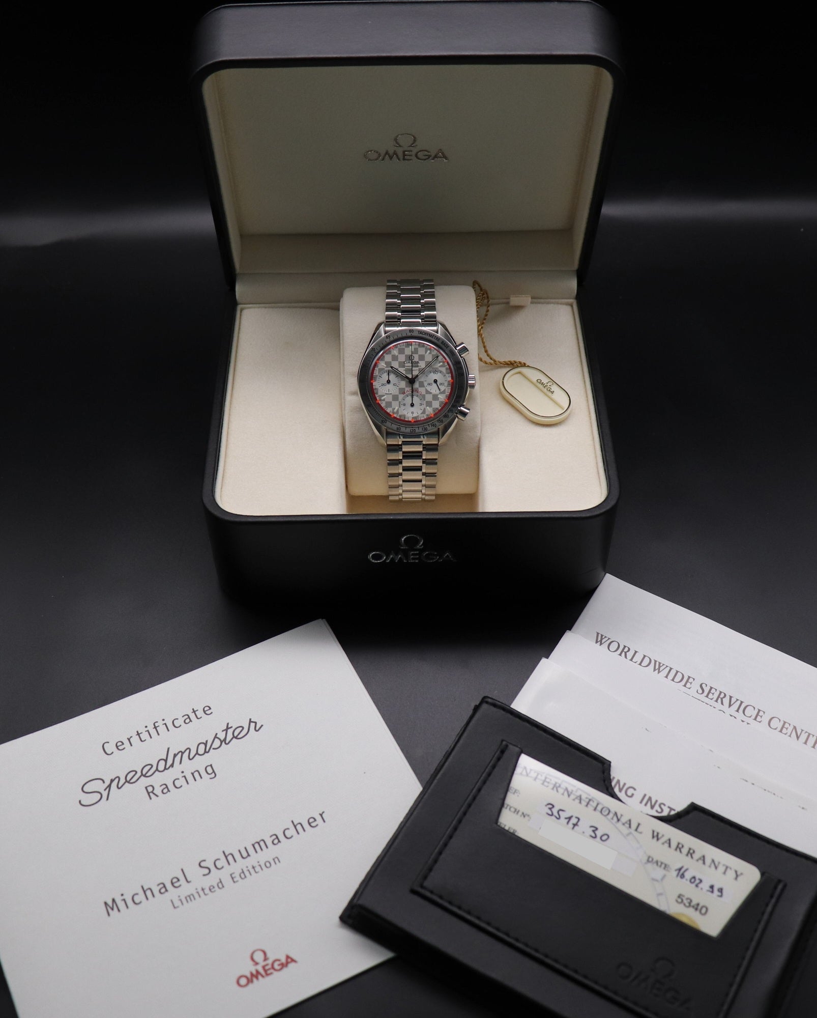 Omega Speedmaster Reduced 3517.30 Michael Schumacher 1999 Fullset Box+Paper