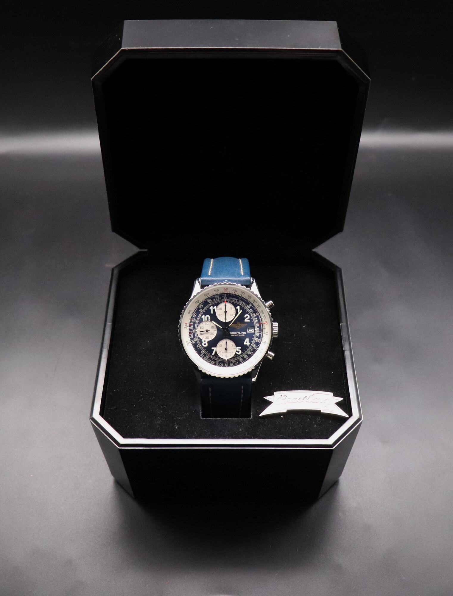 Breitling Old Navitimer A13322 Chronograph Blue Dial 2002 Box