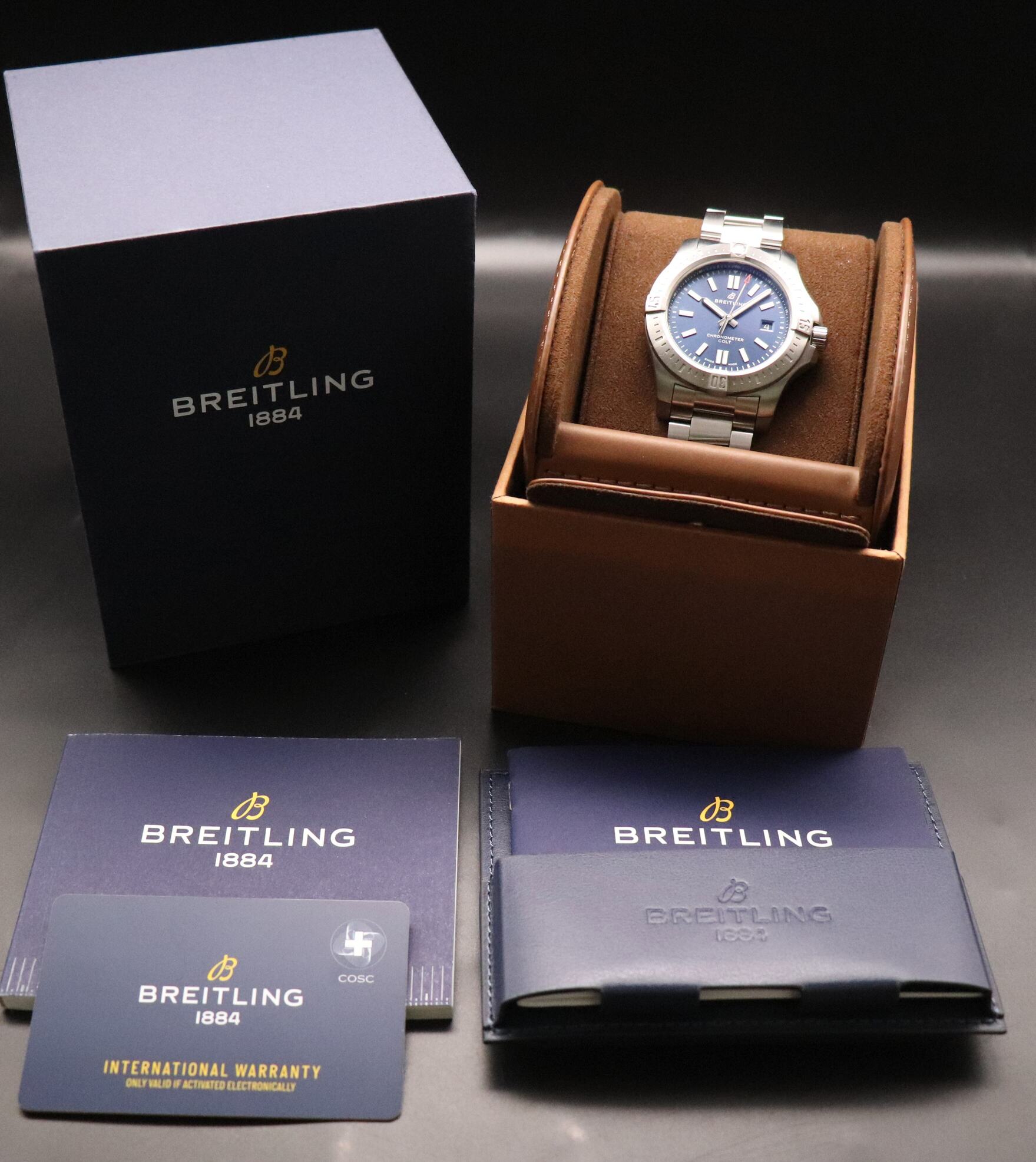 Breitling Colt A17388 Blue Dial Fullset 2018 Box+Papers