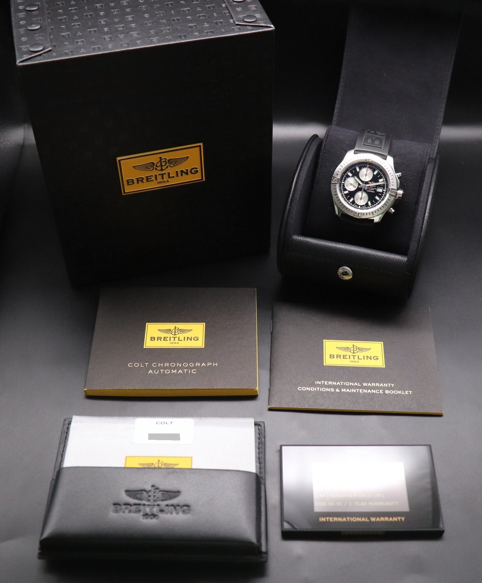 Breitling Colt Chronograph A13388 Black Fullset 2015 Box+Papers