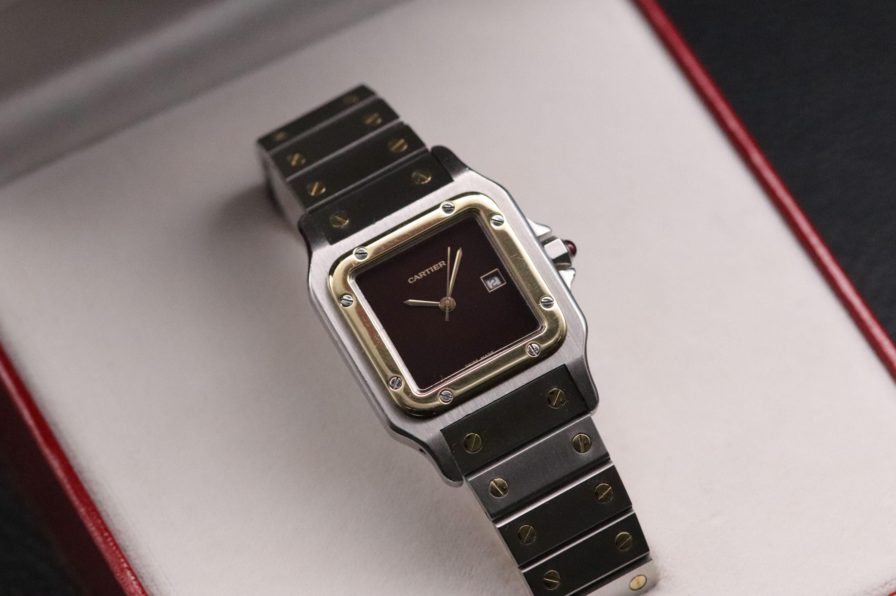 Cartier Santos Carrèe 2961 Burgundy