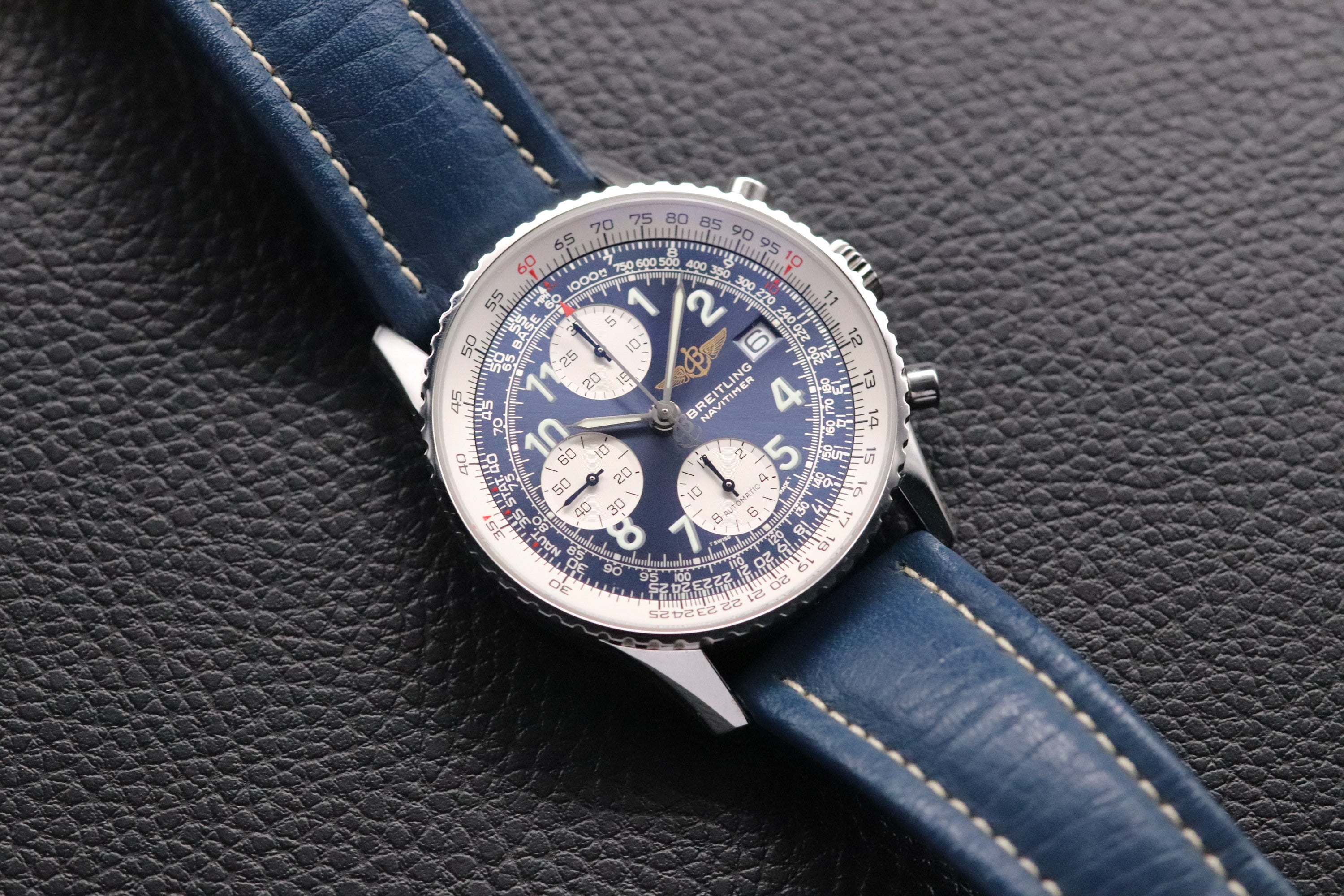 Breitling Old Navitimer A13322 Chronograph Blue Dial 2002 Box