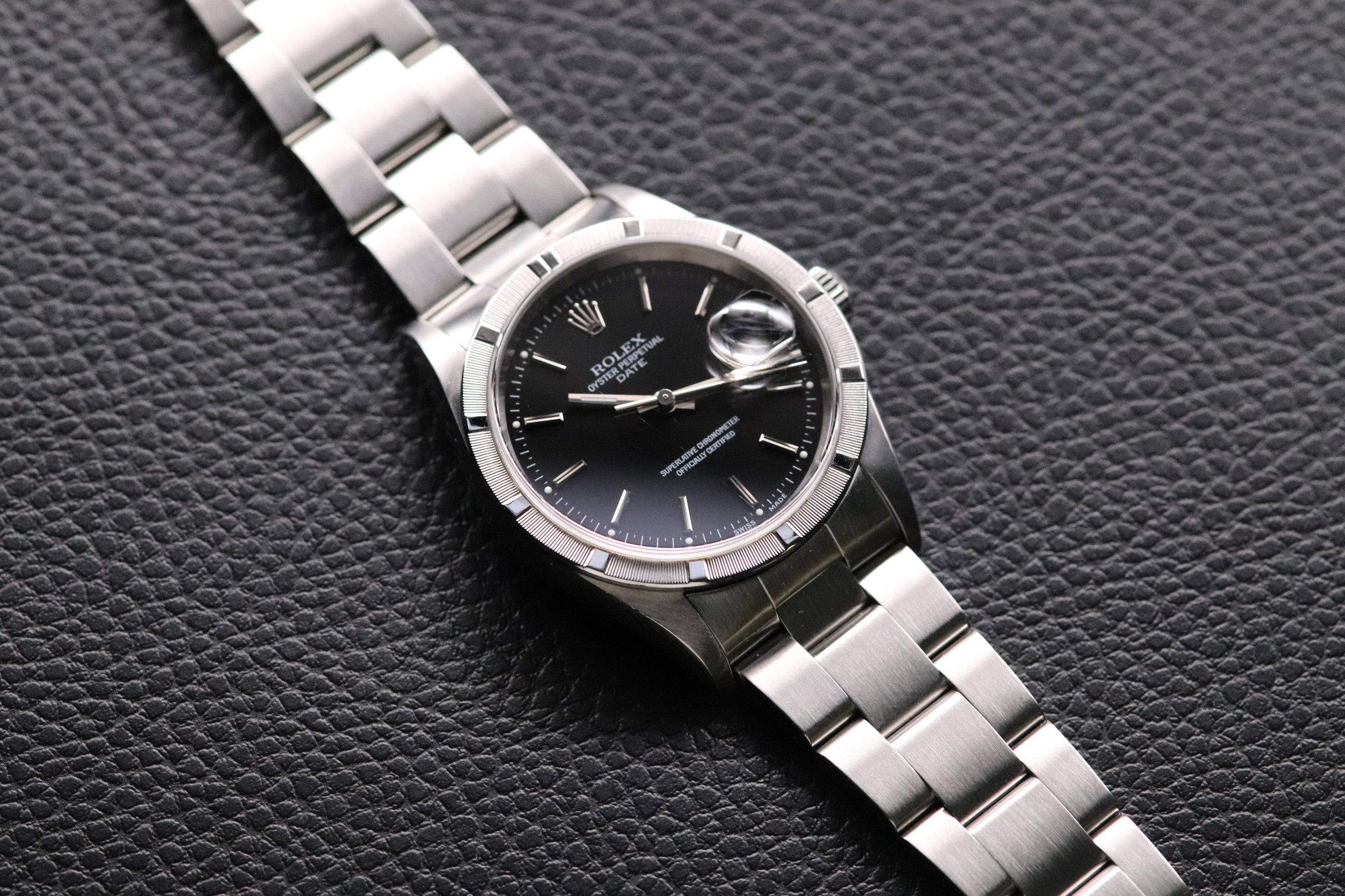 Rolex Date 15210 Black Dial Fullset 2002 Box+Papers