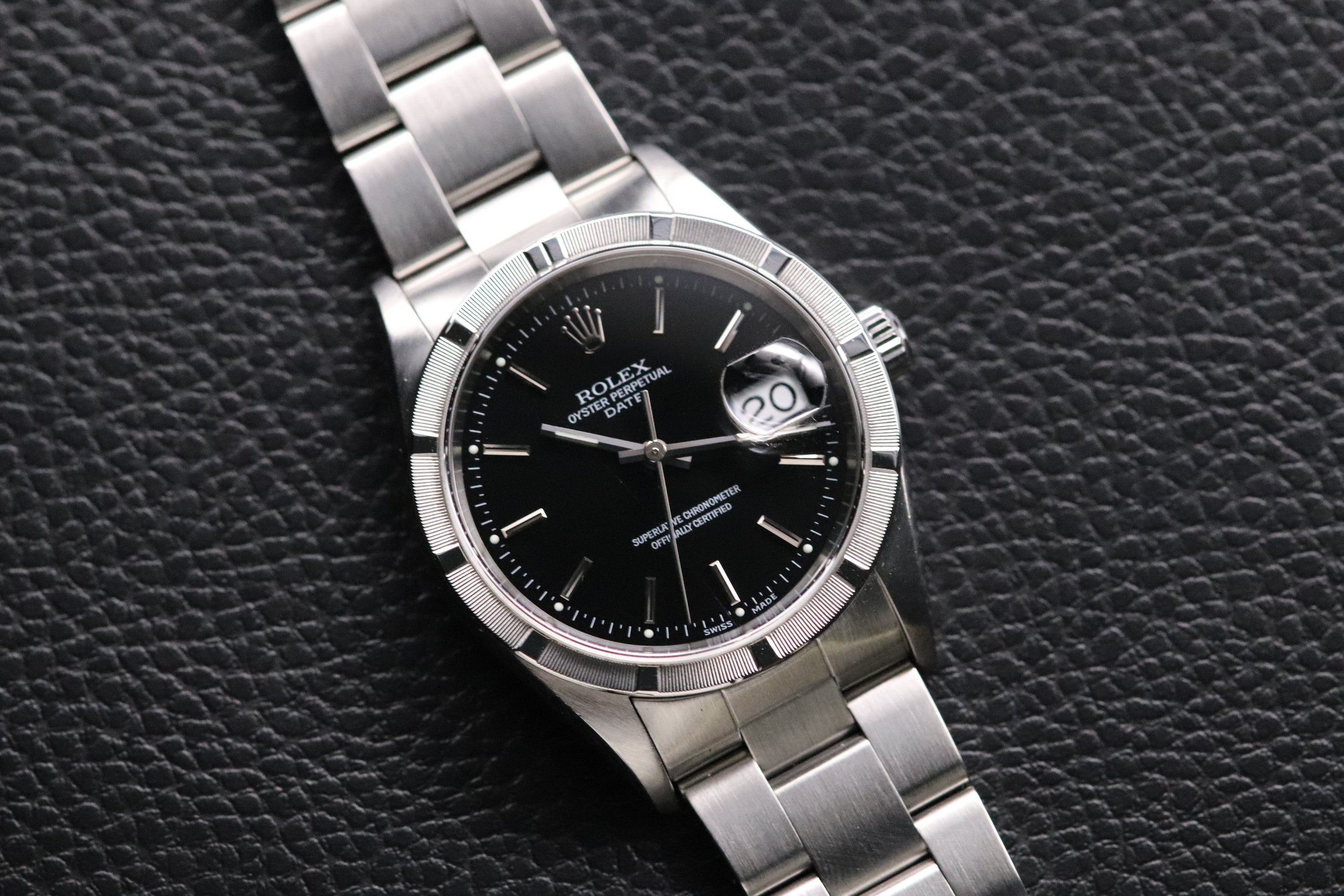Rolex Date 15210 Black Dial Fullset 2002 Box+Papers