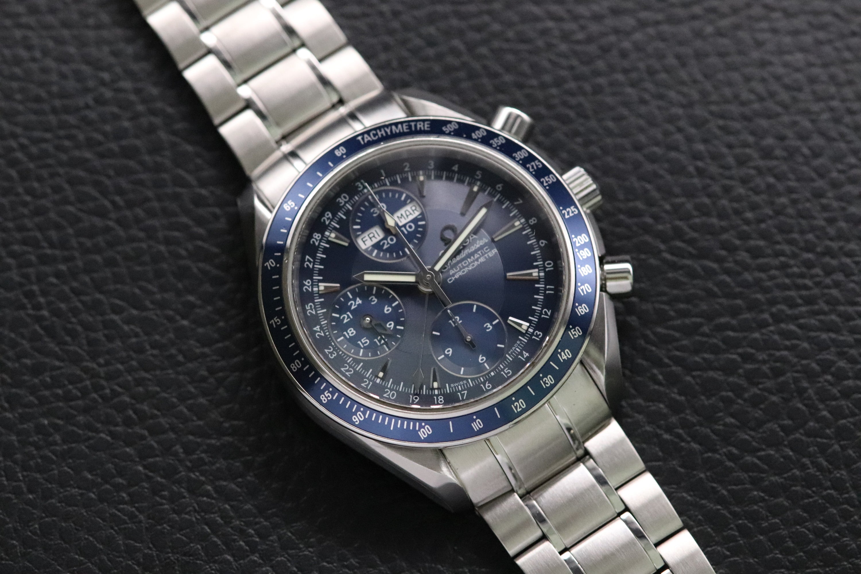 Omega Speedmaster Triple Date 3222.80 Blue Dial 2008 Papers