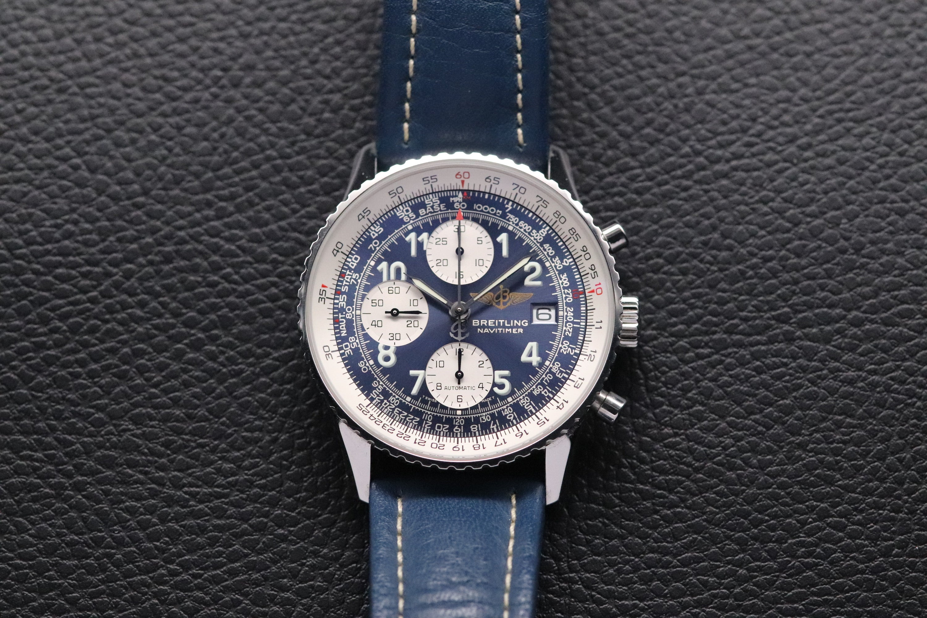 Breitling Old Navitimer A13322 Chronograph Blue Dial 2002 Box