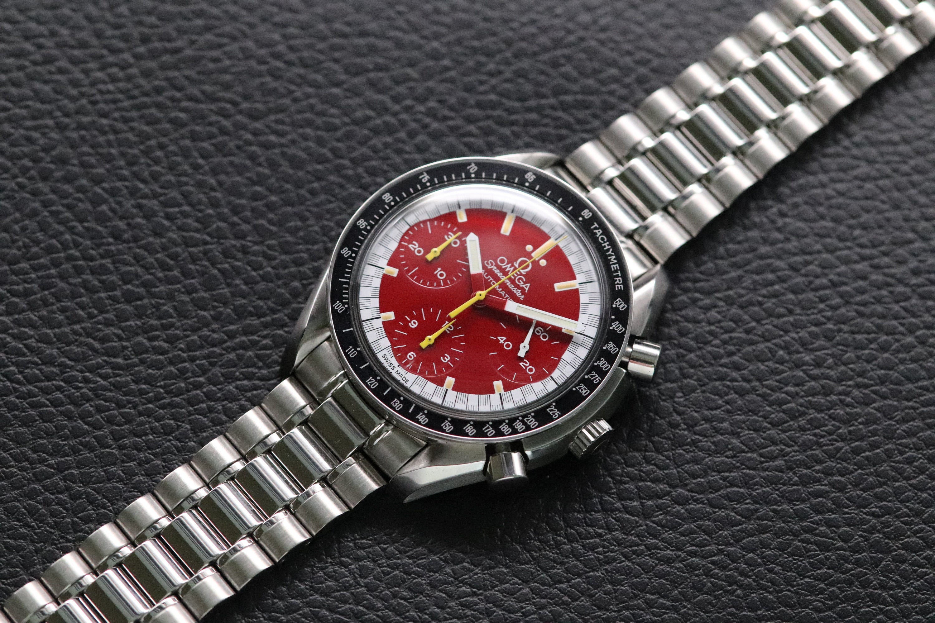 Omega Speedmaster Reduced 3510.61 Schumacher Fullset Red Dial Box+Papers