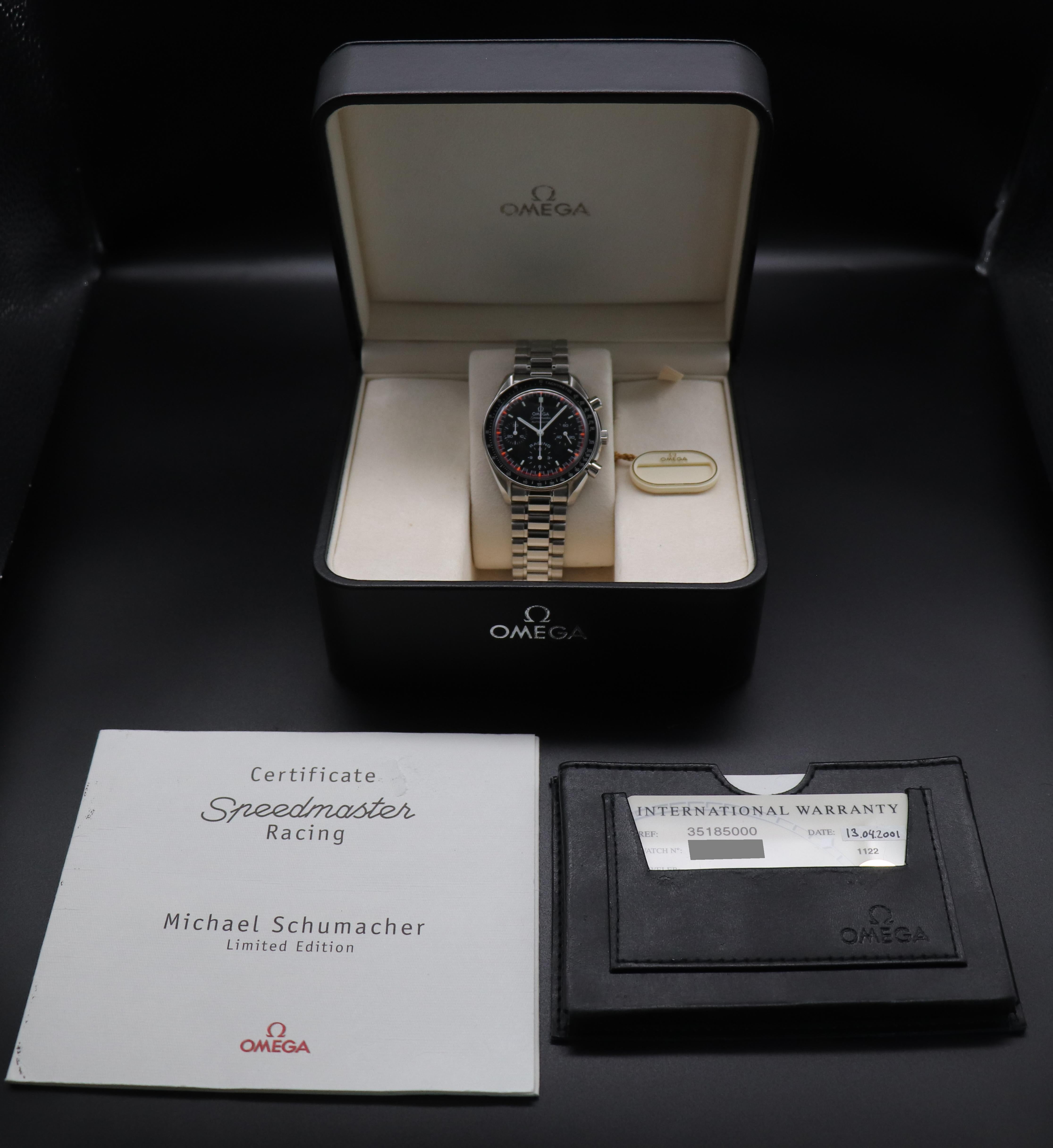 Omega Speedmaster Reduced 3518.50 Michael Schumacher 2001 Fullset Box+Paper