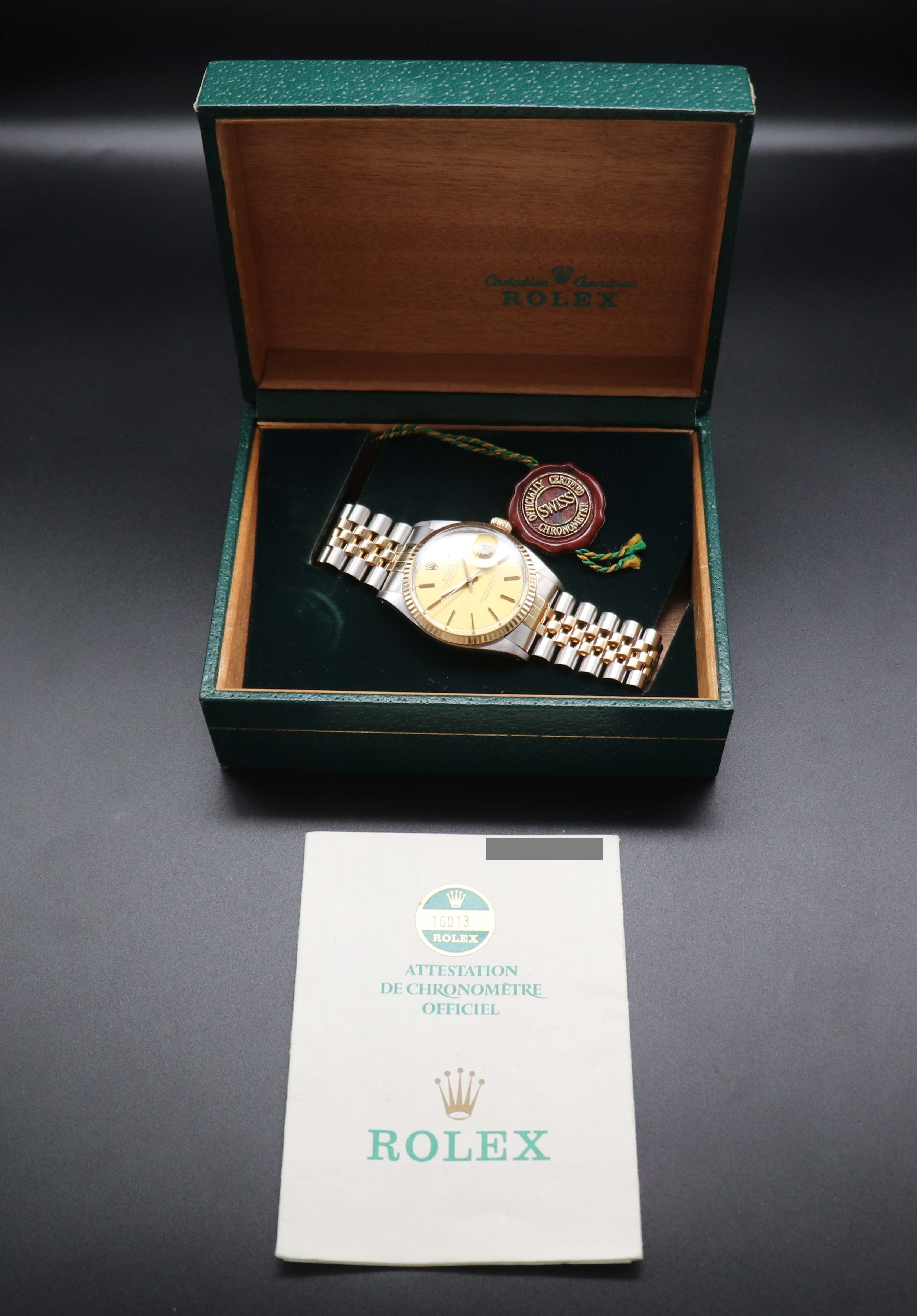 Rolex Datejust 16013 Complete Set 1986 Box + Papers