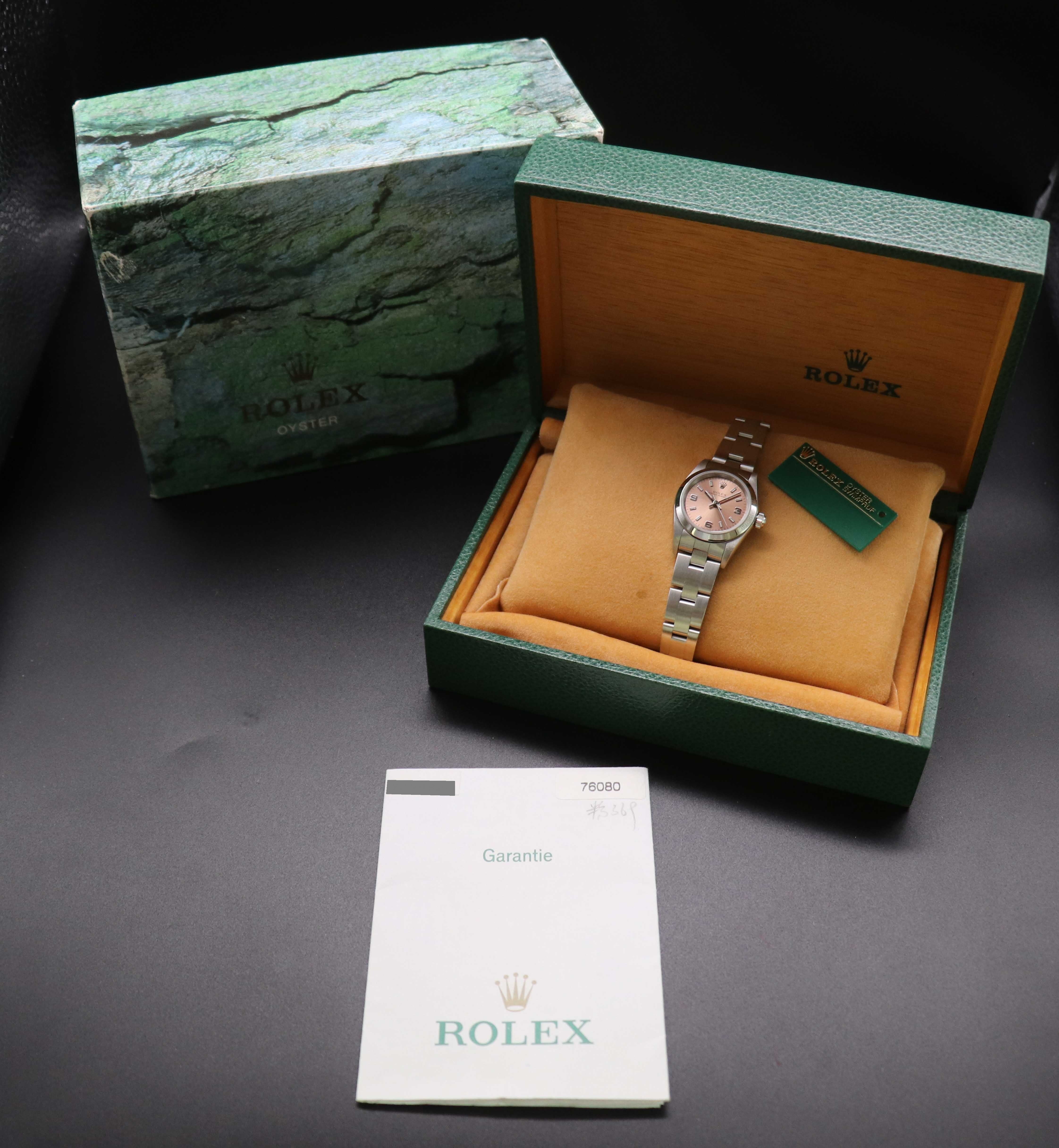 Rolex Oyster Perpetual 76080 Pink Fullset 2003 Box+Papers
