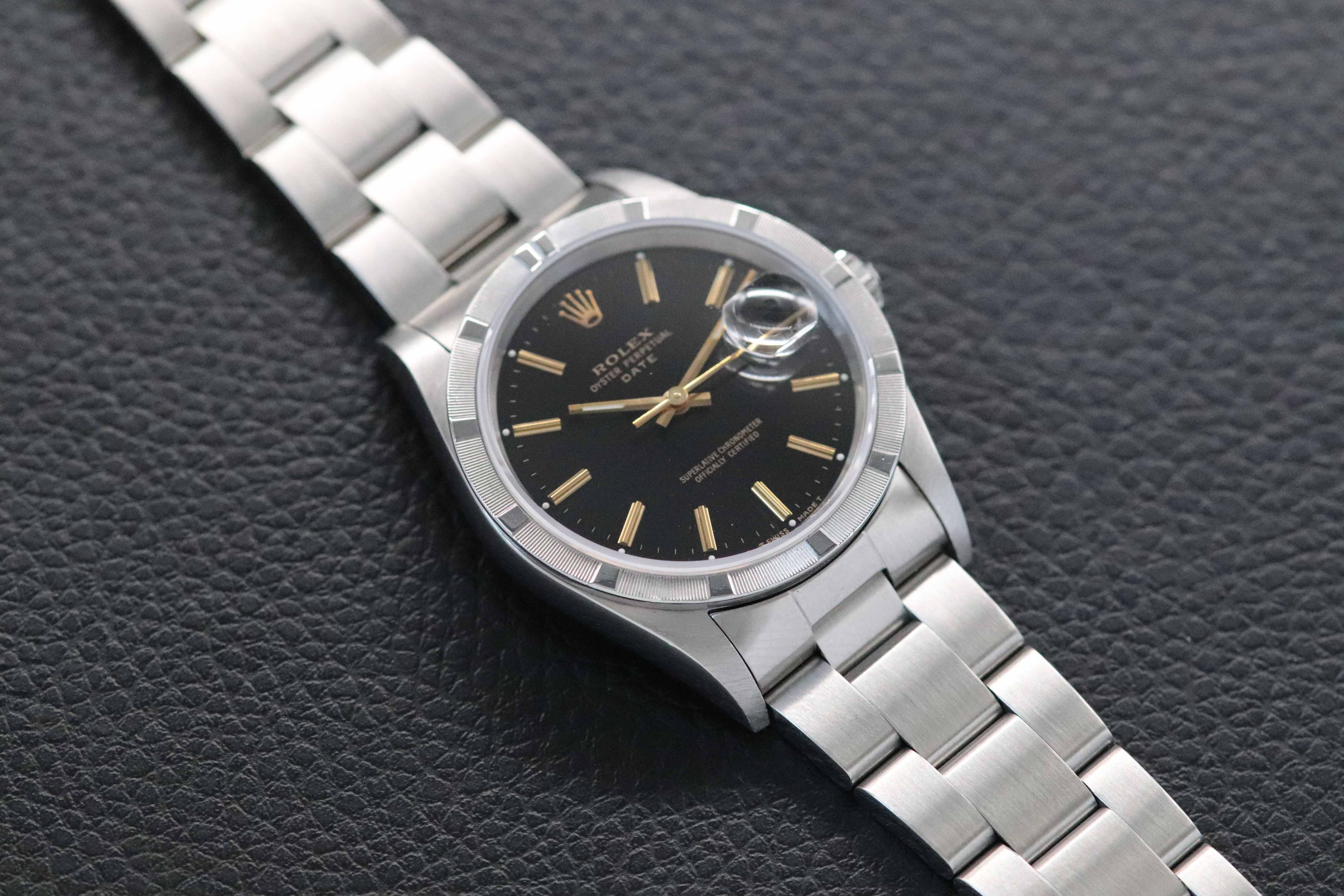 Rolex Date 15210 Black Dial Fullset 1995 Box+Papers