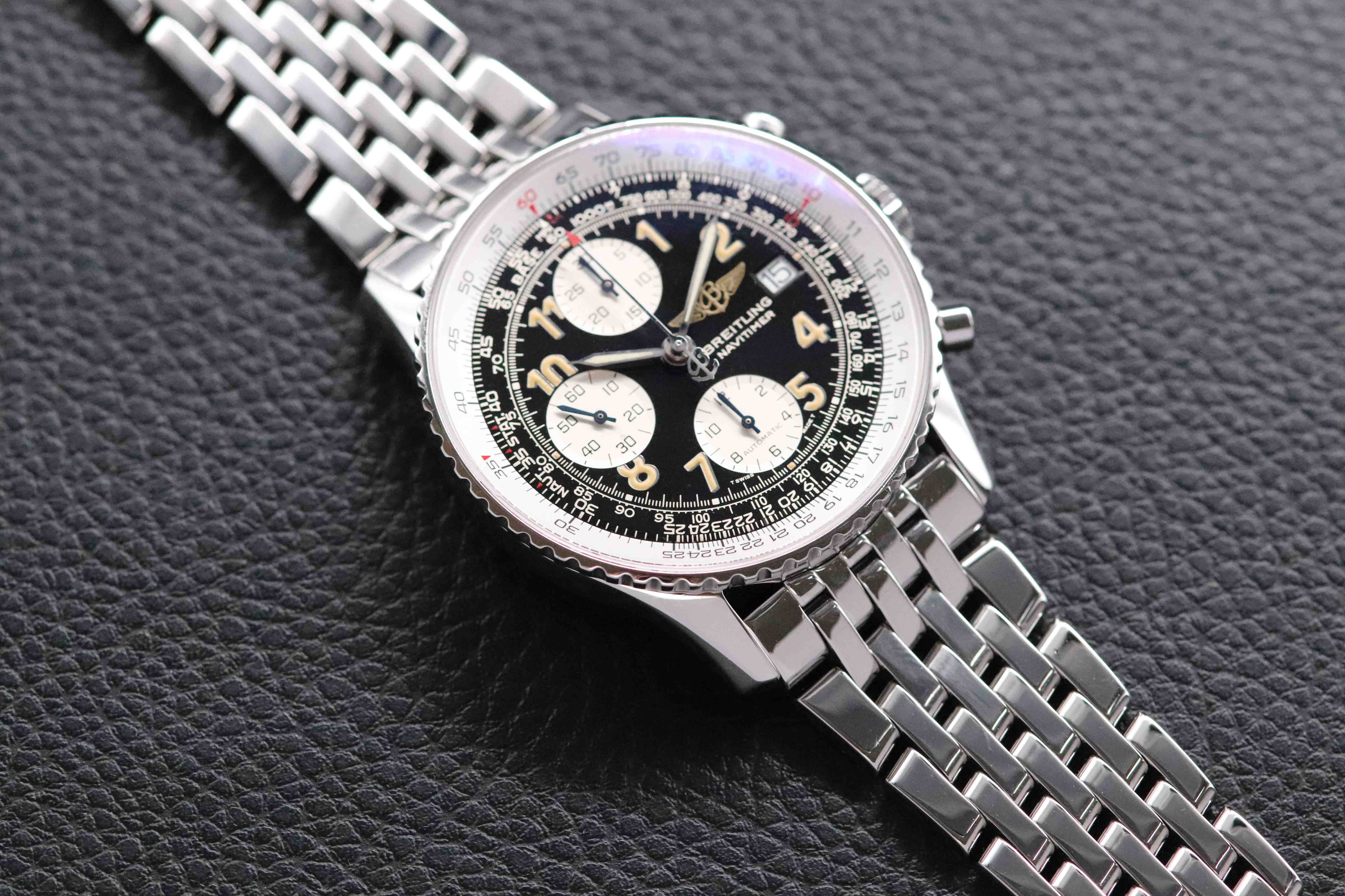 Breitling Vecchio Navitimer A13022 Cronografo Quadrante Nero Carte 1996
