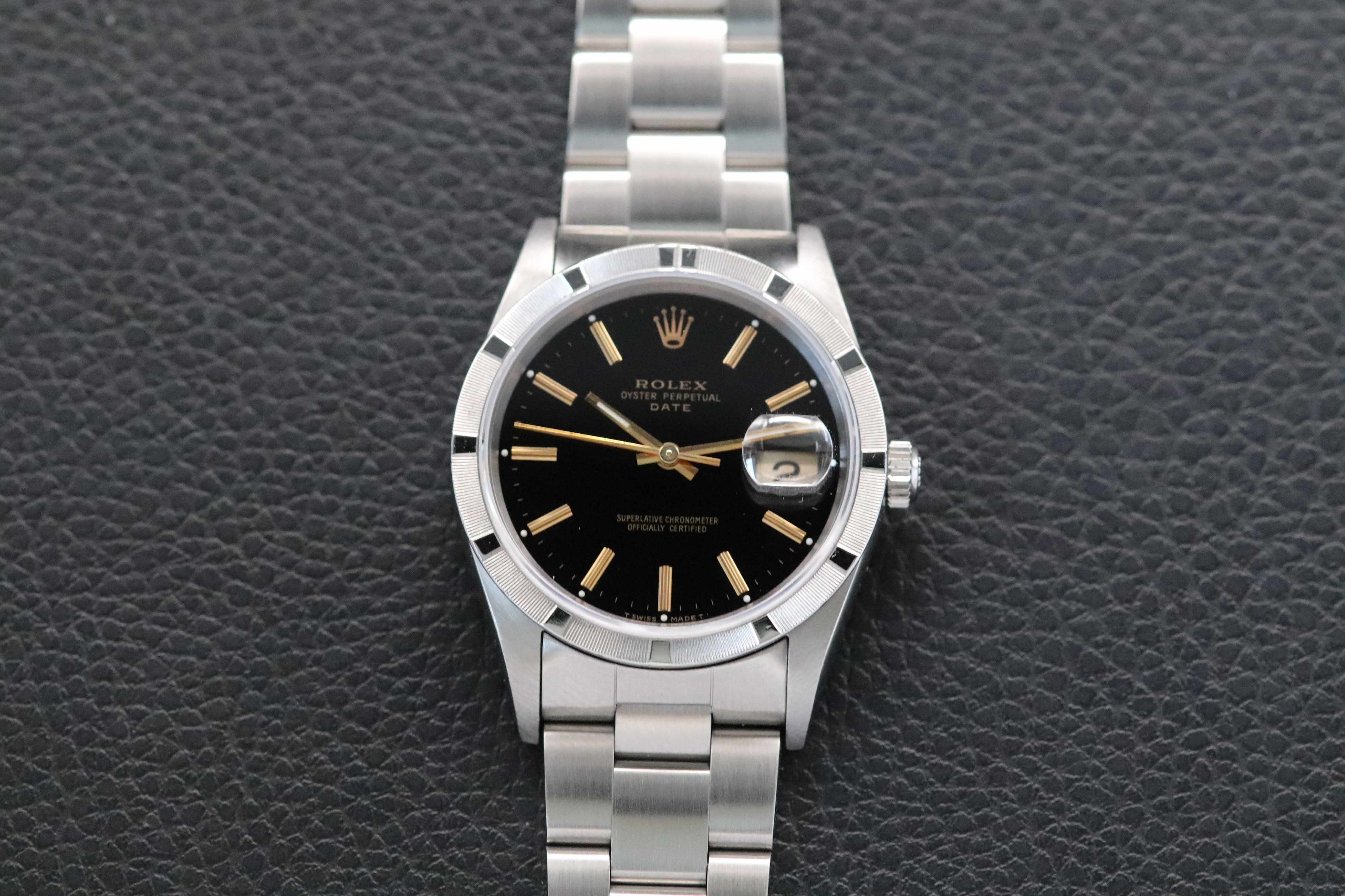Rolex Date 15210 Black Dial Fullset 1995 Box+Papers