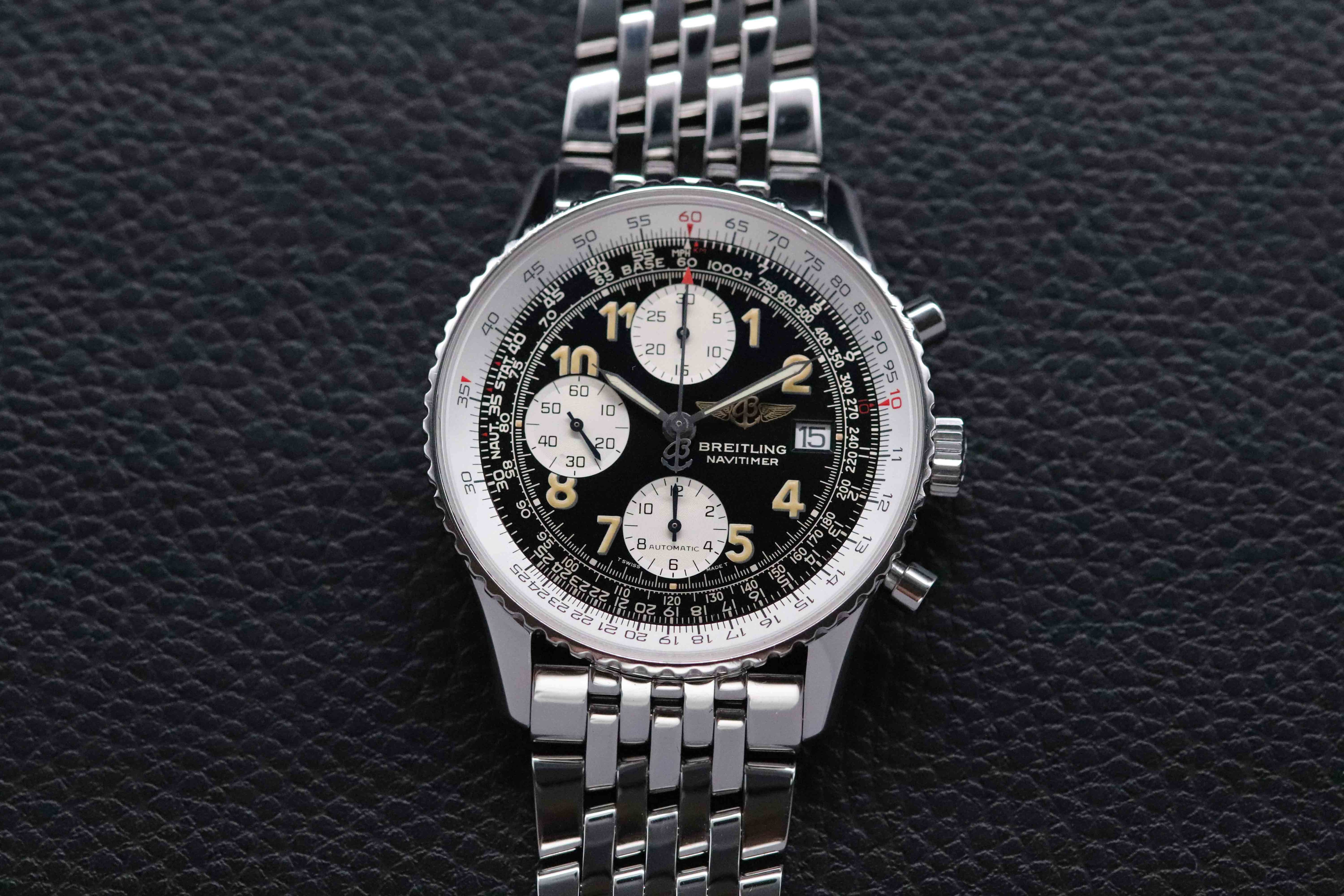 Breitling Vecchio Navitimer A13022 Cronografo Quadrante Nero Carte 1996