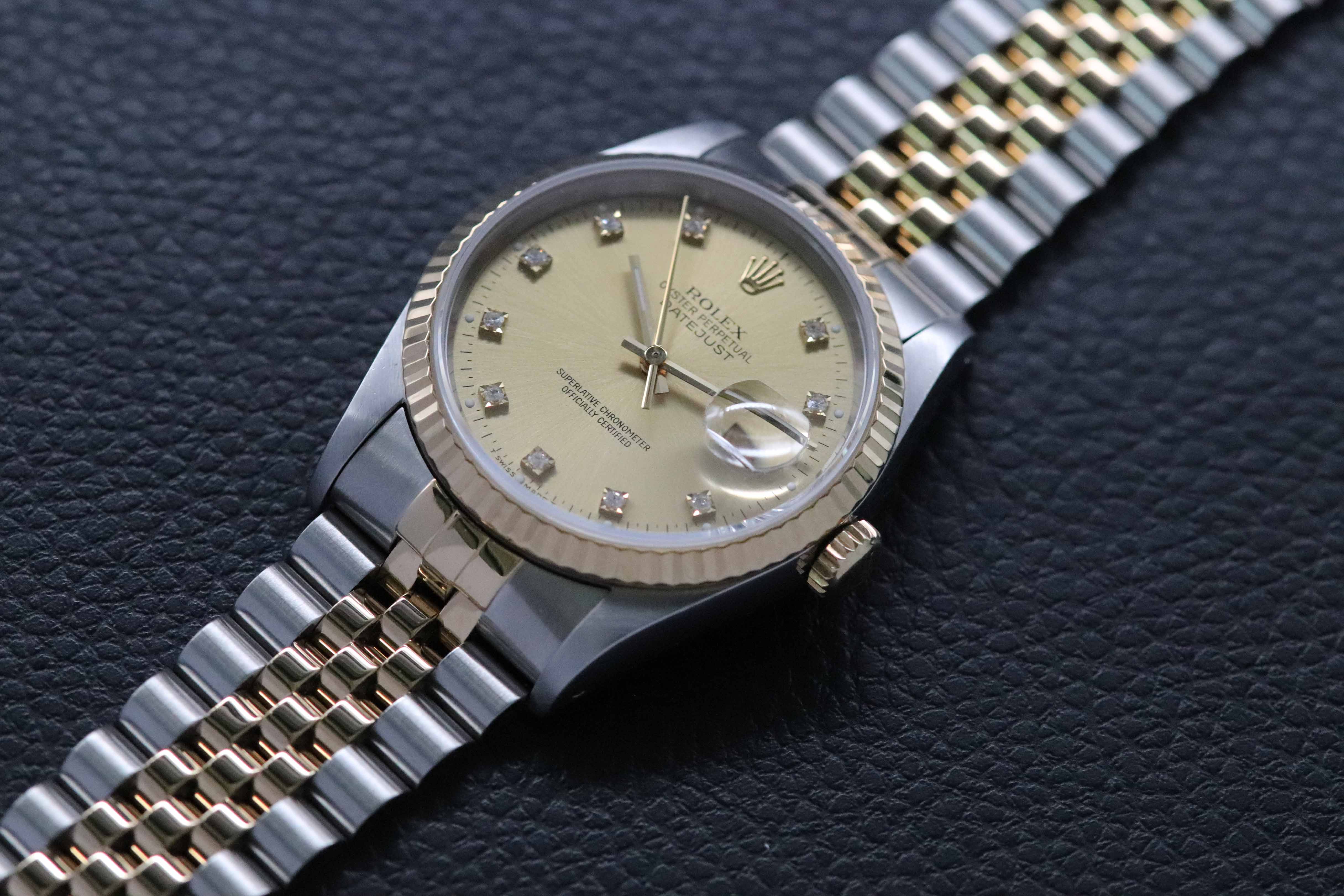 Rolex Datejust 36 16233G con esfera color champán, 1993