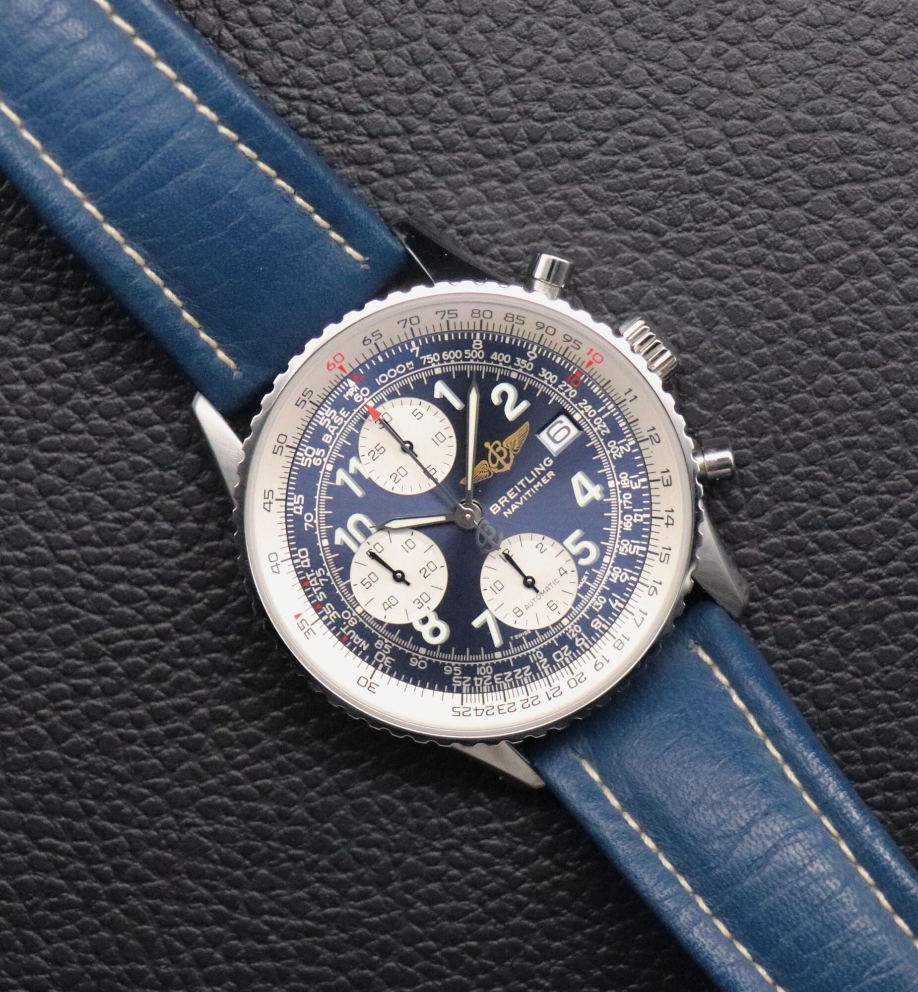 Breitling Old Navitimer A13322 Chronograph Blue Dial 2002 Box