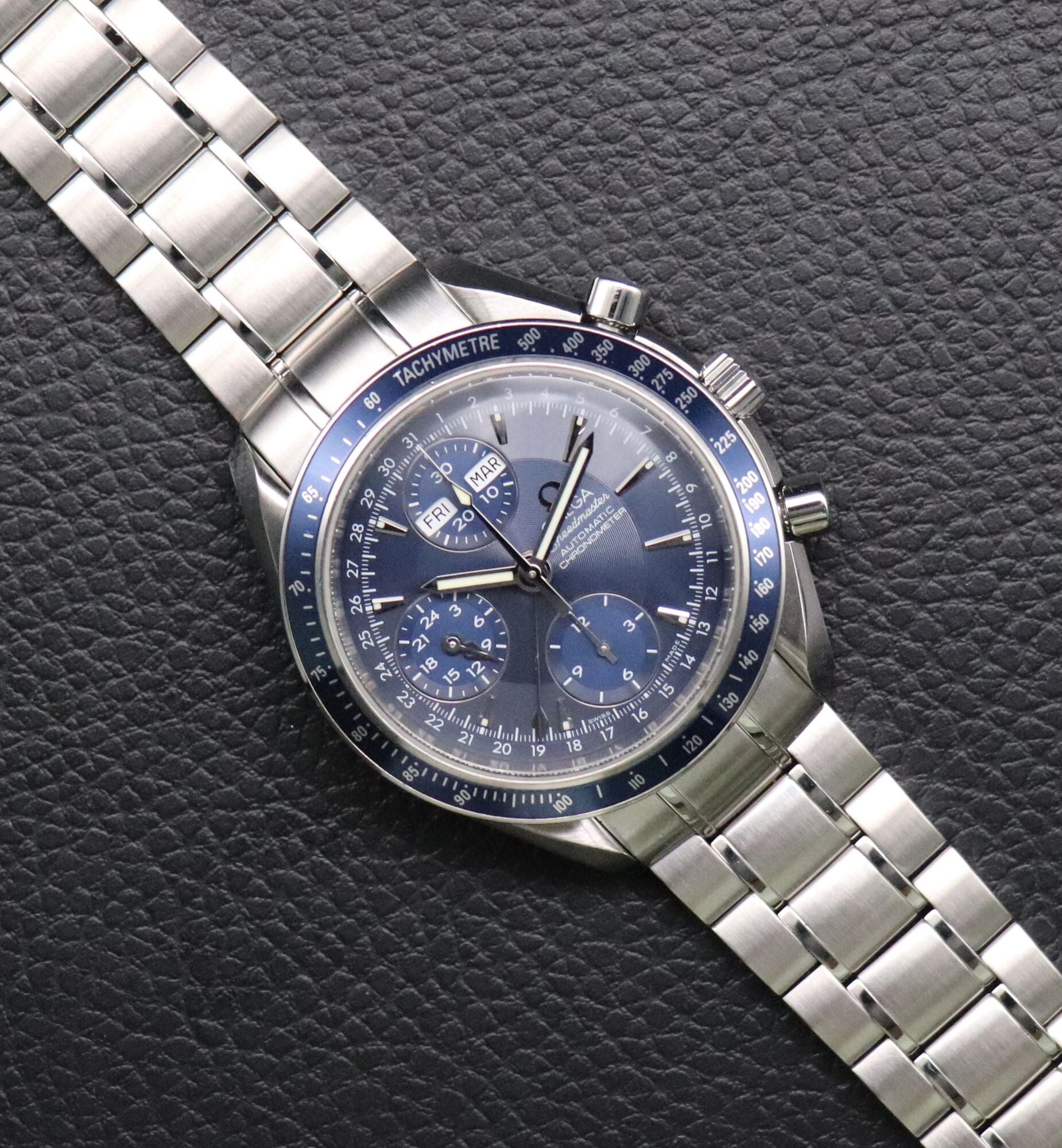 Omega Speedmaster Triple Date 3222.80 Blue Dial 2008 Papers
