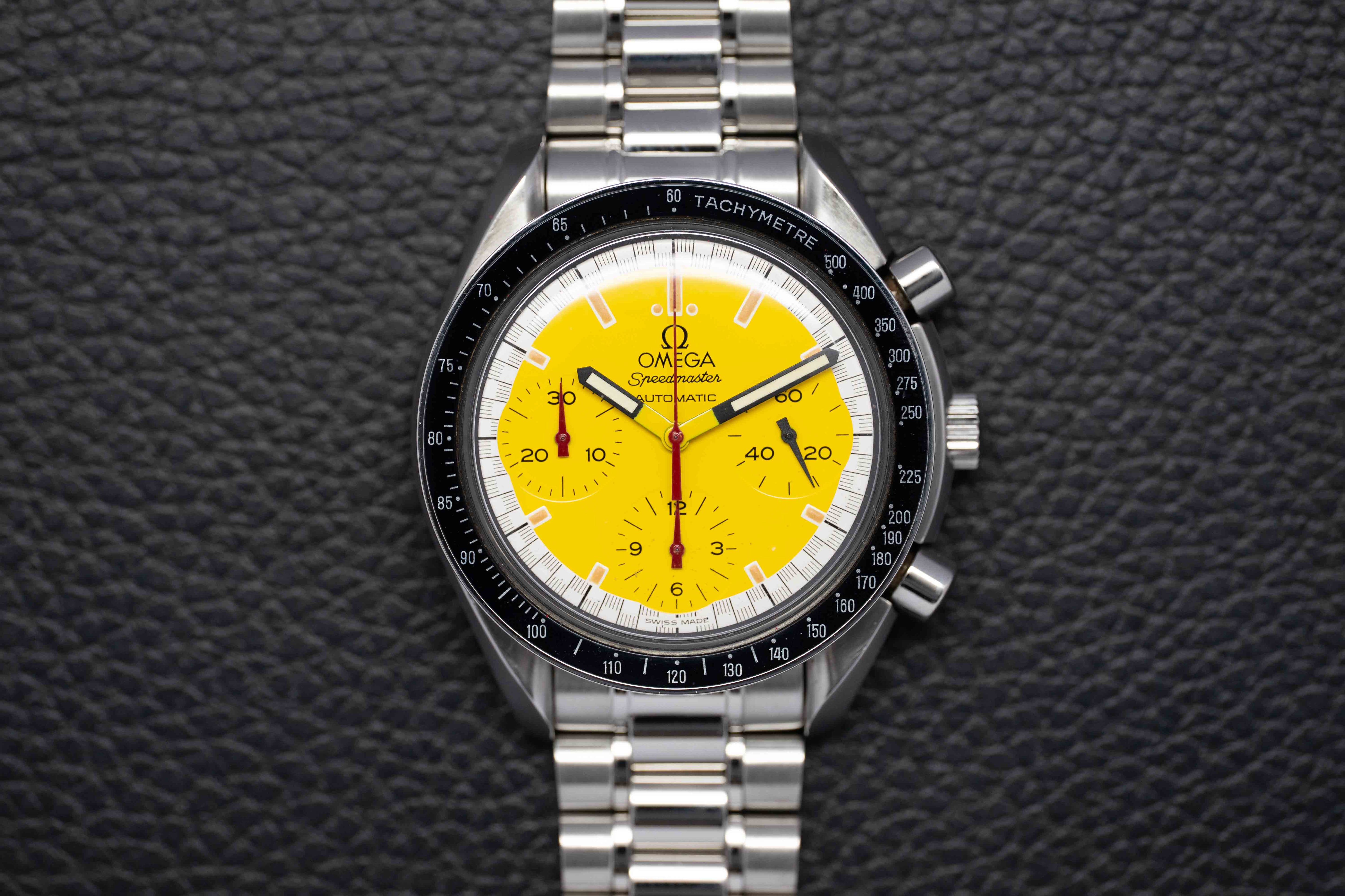 Omega Speedmaster Reduced 3510.12 Schumacher Fullset Yellow Dial Box+Papers 1998