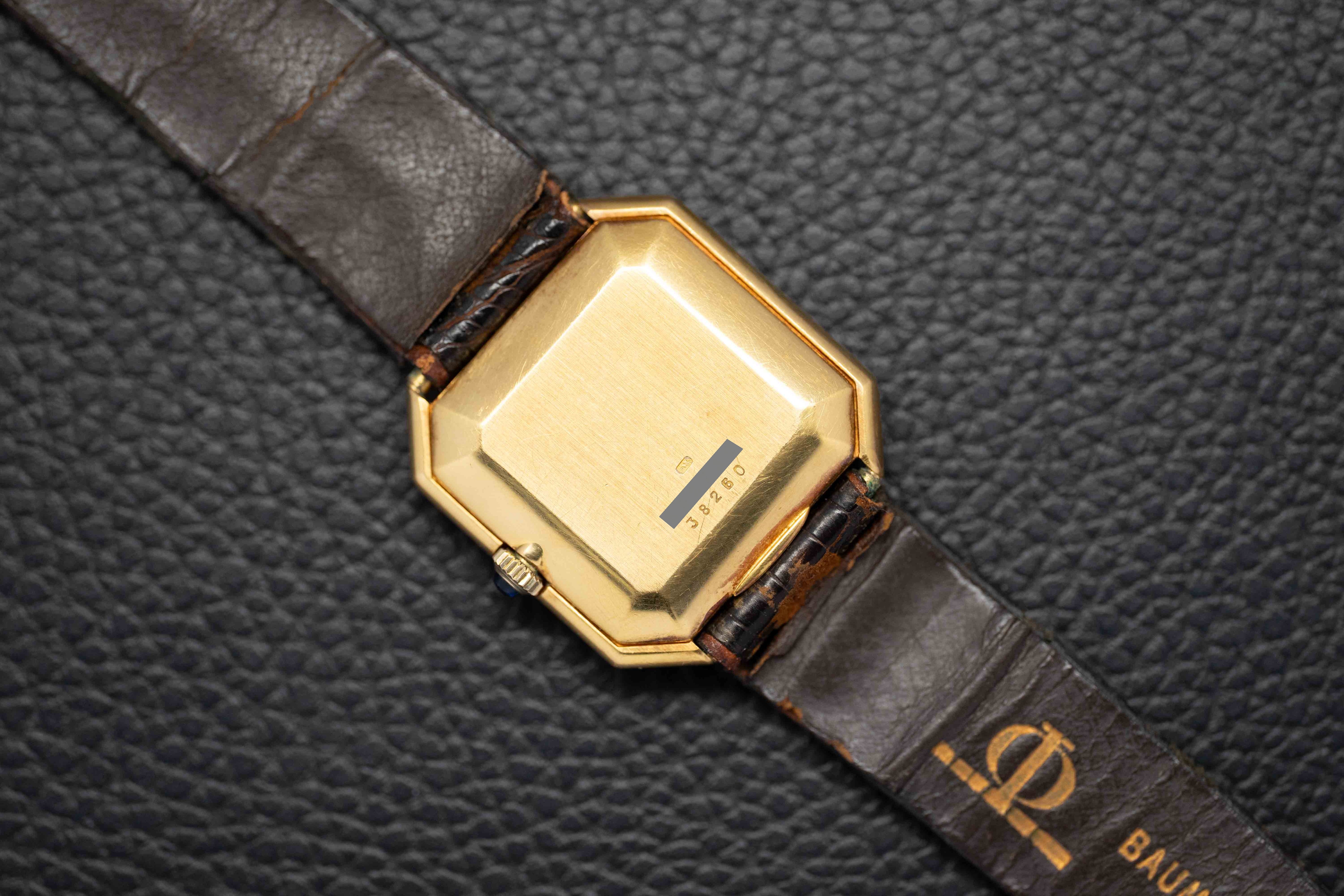Baume & Mercier Tank Tiger Eye Stone Dial 1982 18K Gold