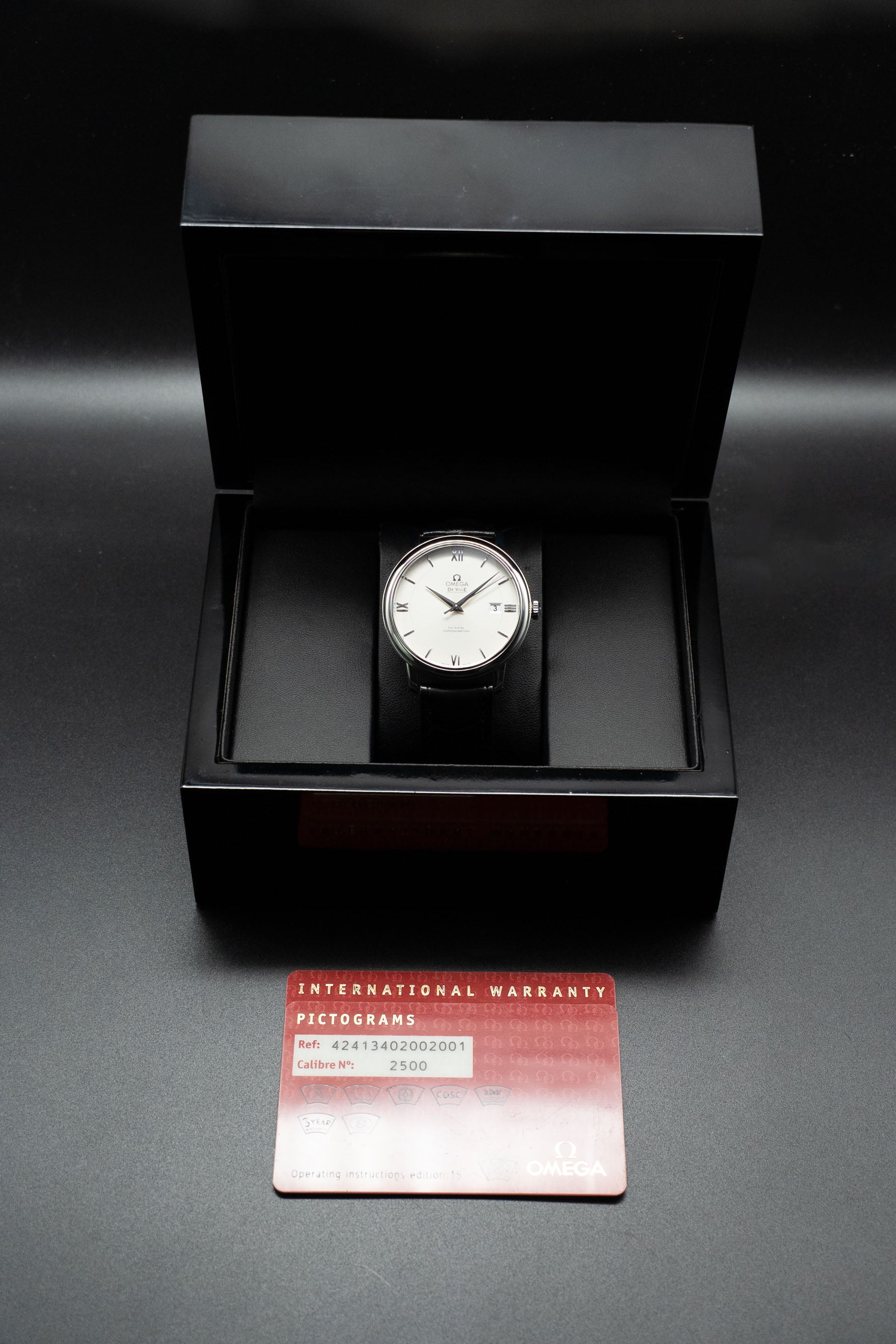 Omega De Ville Prestige 424.13.40.20.02.001 Silver Dial 2014 Papers
