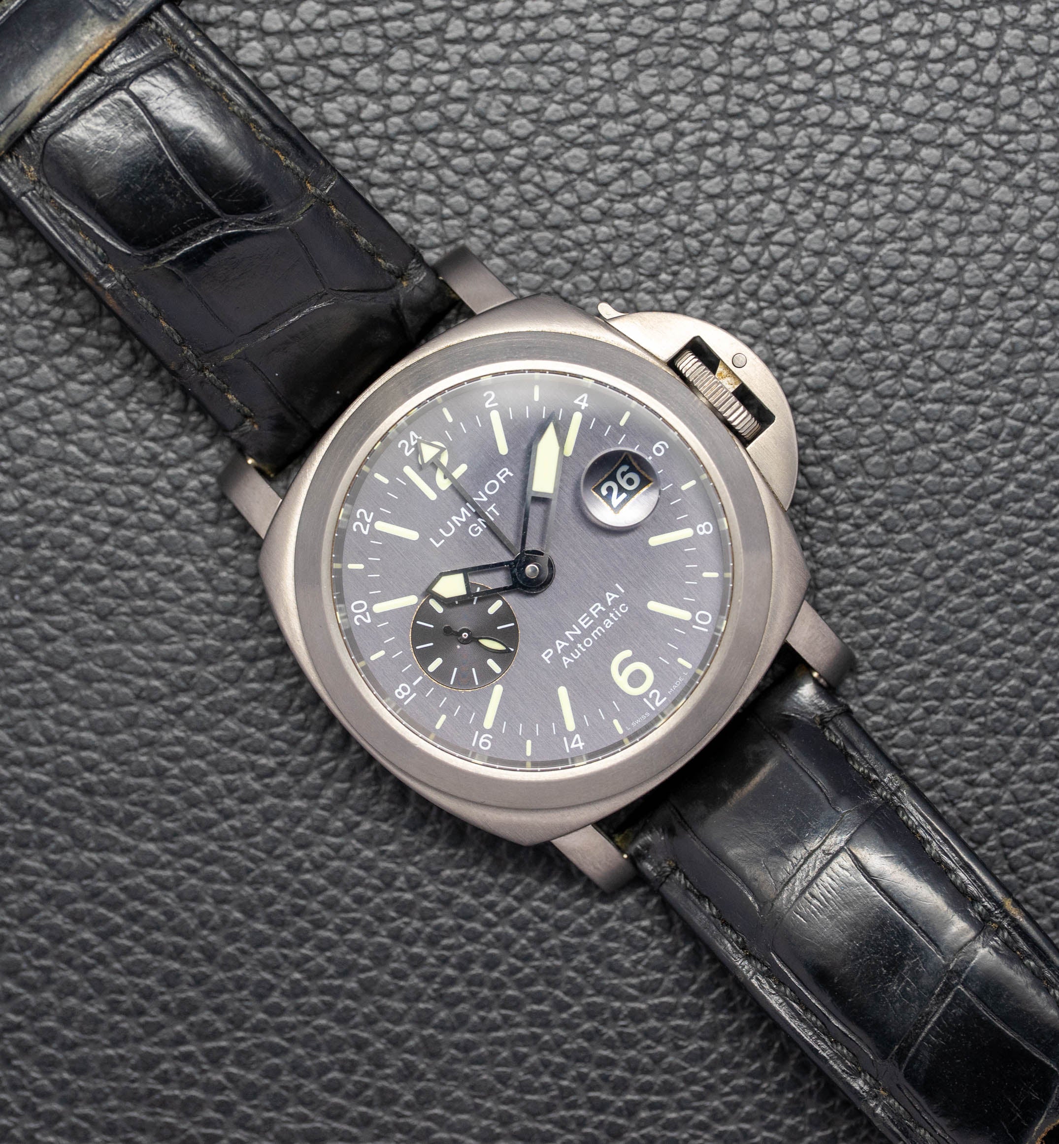 Panerai Luminor GMT PAM00089 con quadrante grigio, 2005, nella confezione originale