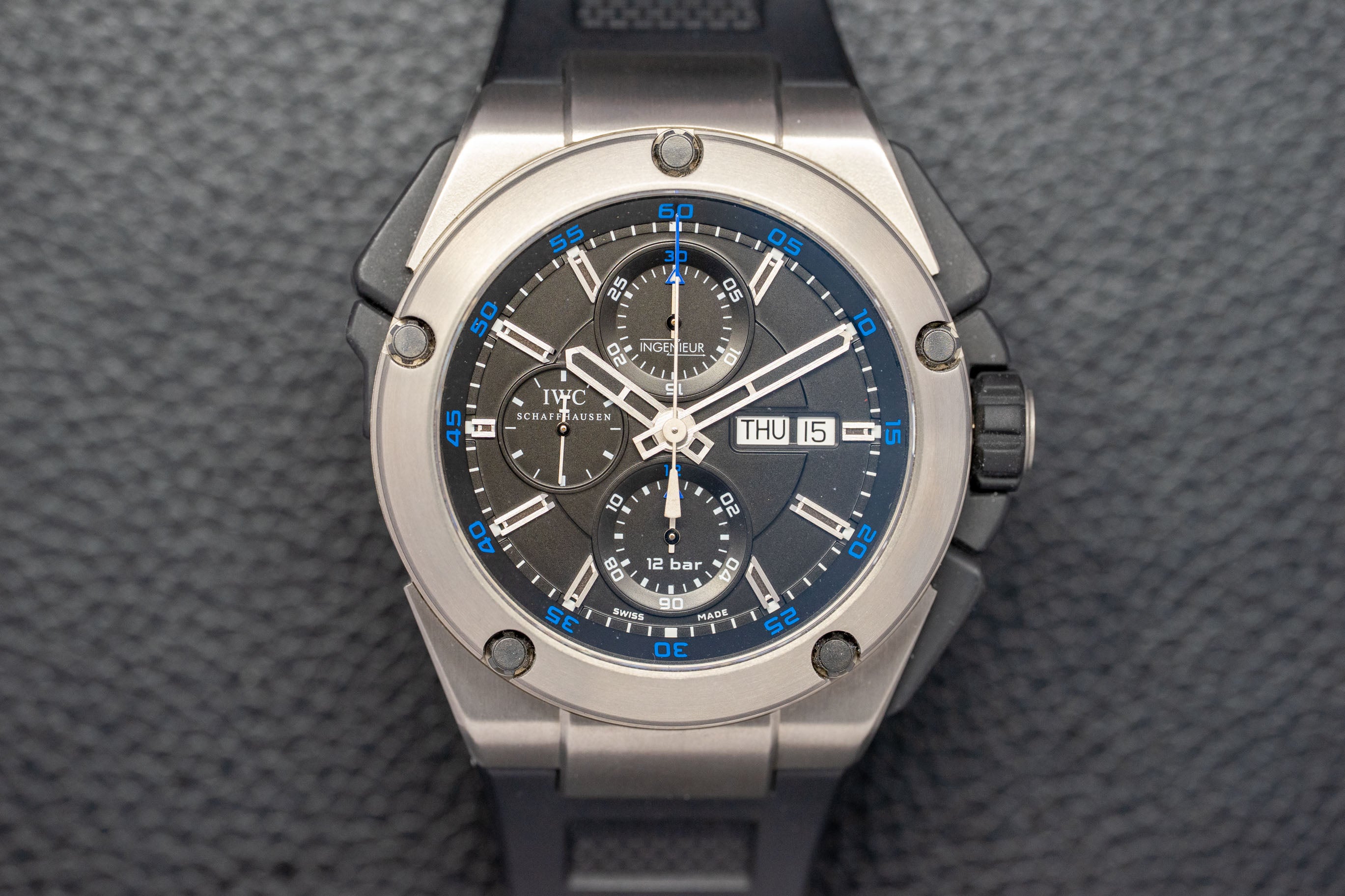 IWC Ingenieur Double Chronographe IW376501, ensemble complet 2014, coffret et papiers