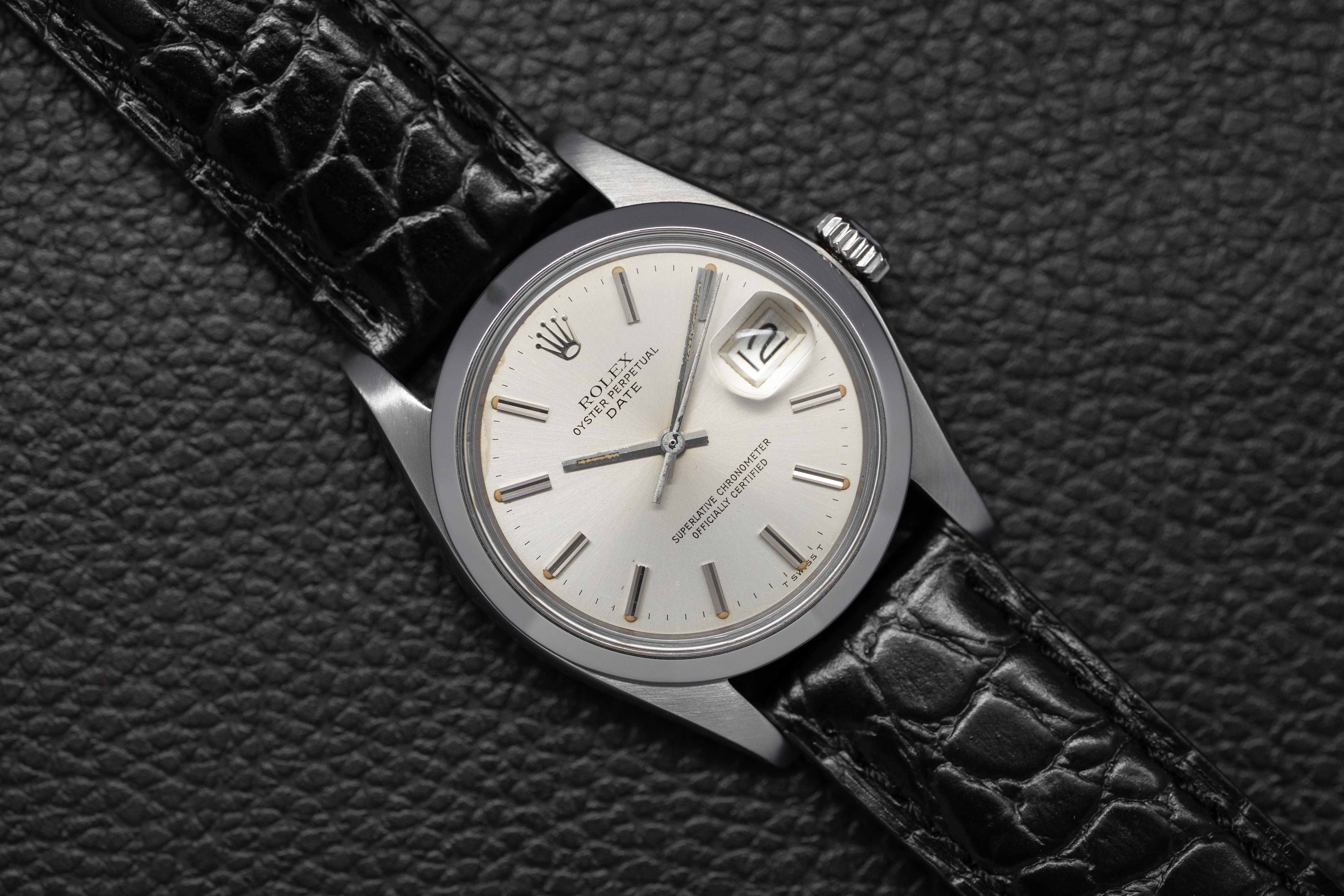 Rolex Date 1500 con quadrante argentato, 1978