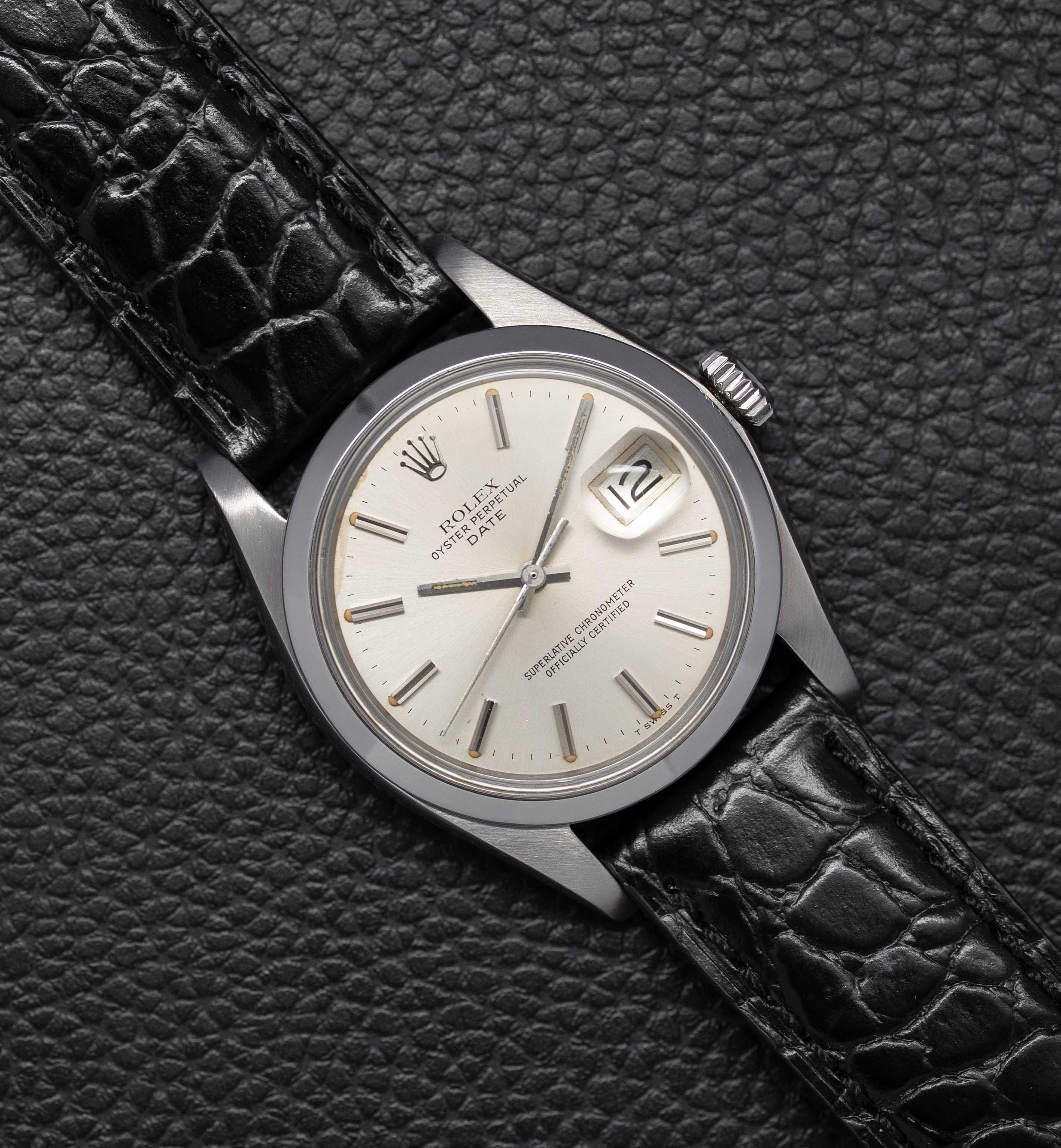 Rolex Date 1500 con quadrante argentato, 1978