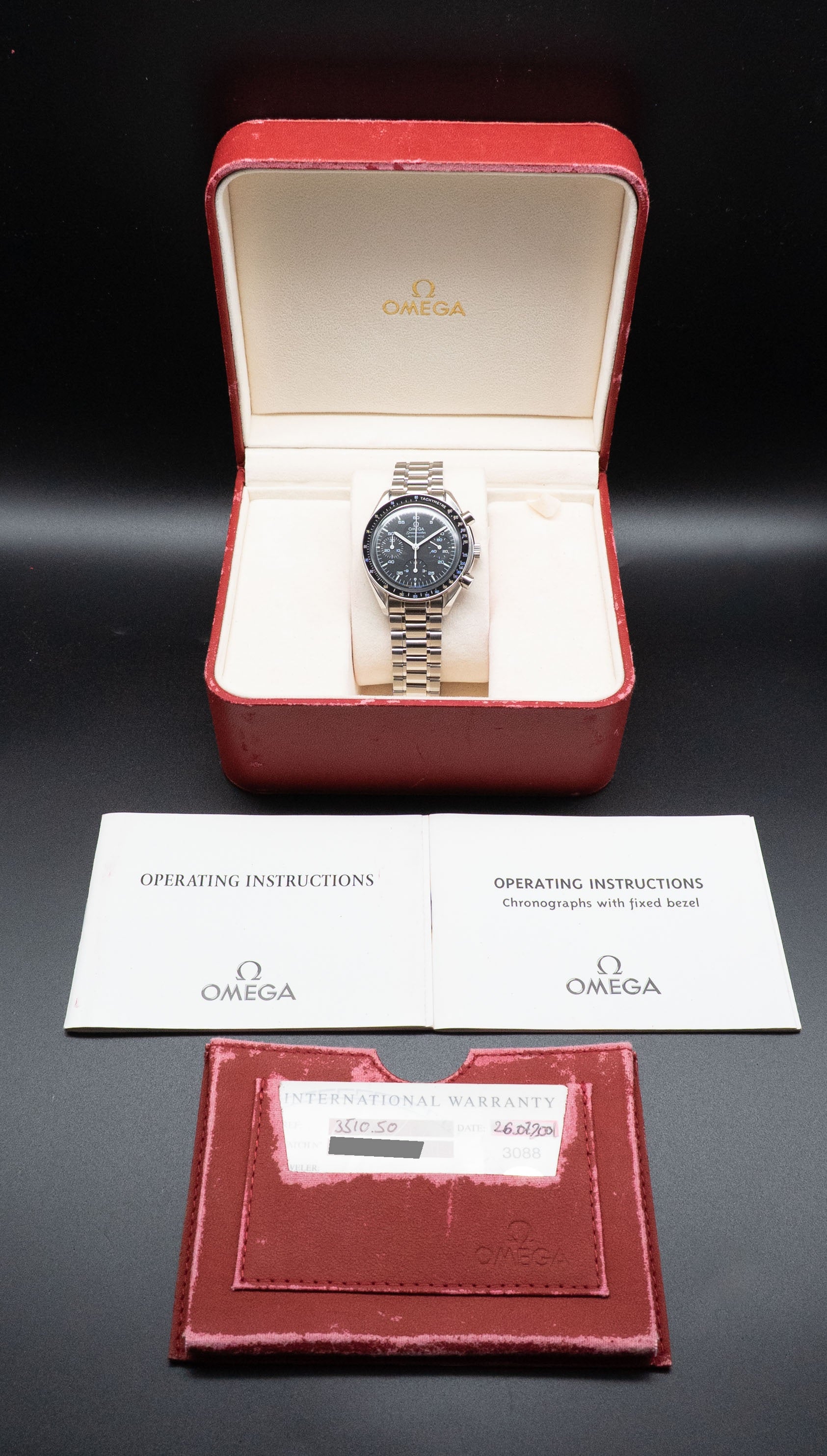 Omega Speedmaster Reduced 3510.50 Complete Set 2001 Box + Papers