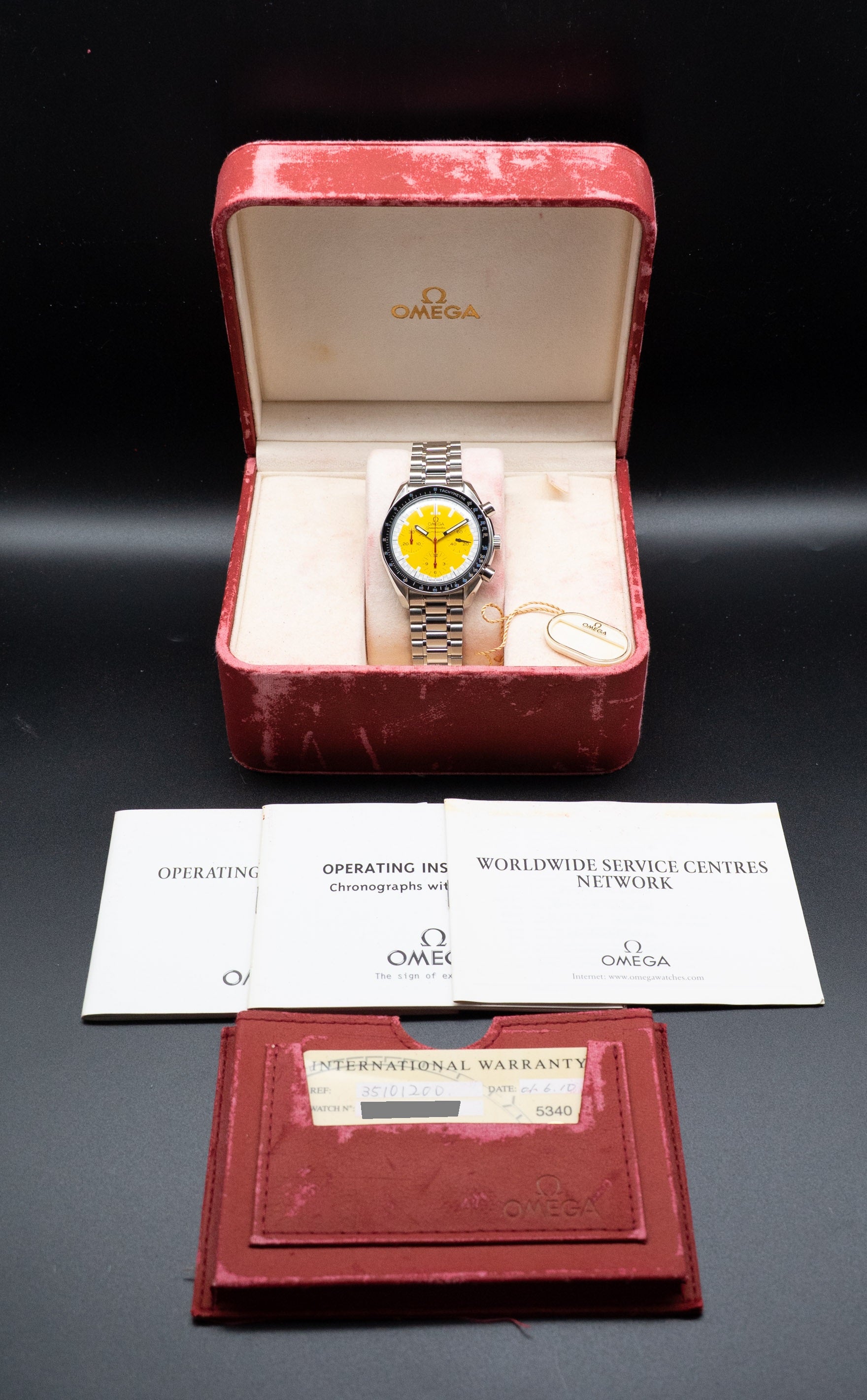 Omega Speedmaster Reduced Michael Schumacher 3510.12 Complete Set 2001 Box + Papers