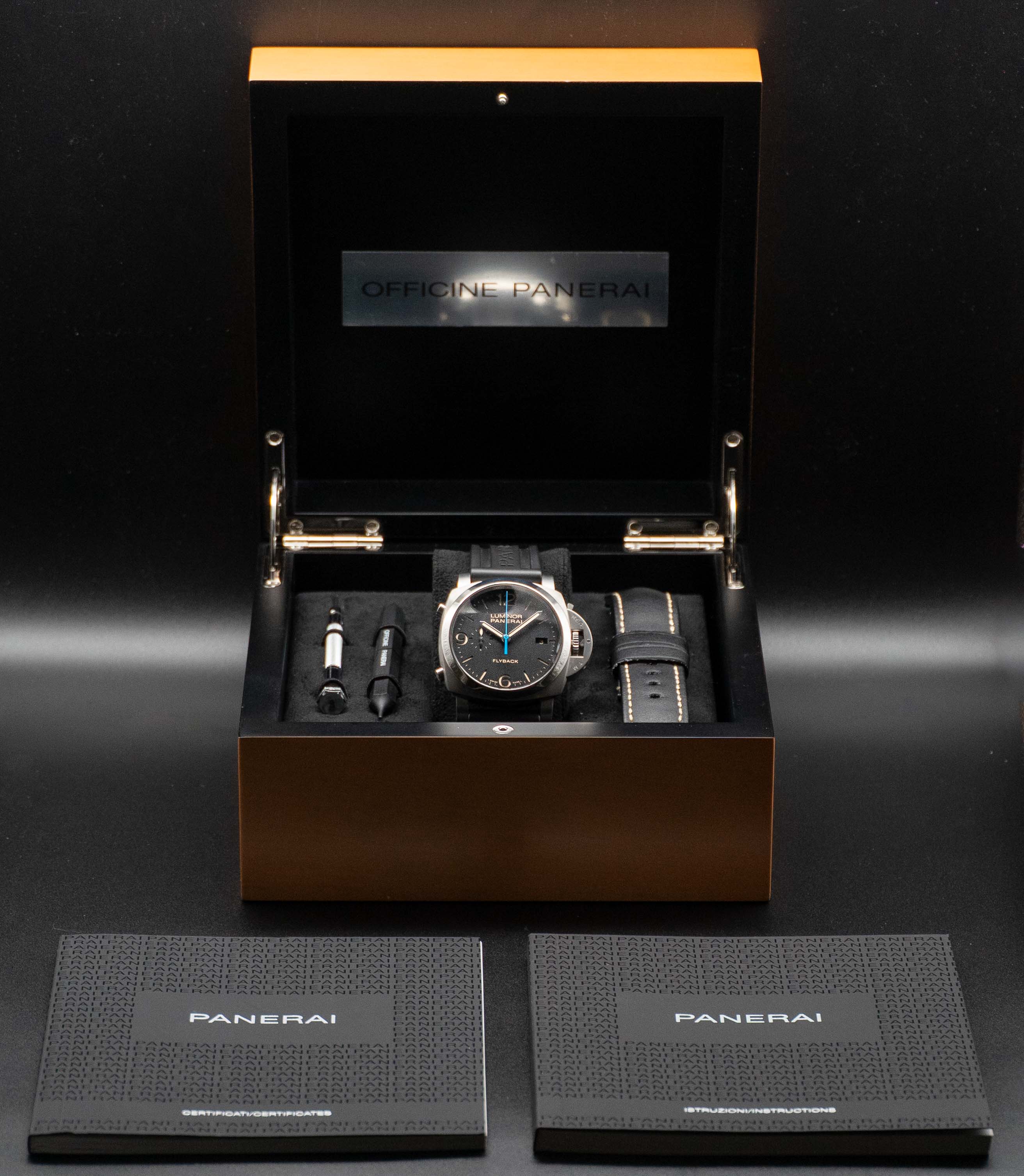 Panerai Luminor 1950 3 Days Chrono Flyback PAM00524, FULLSET 2018, coffret et papiers
