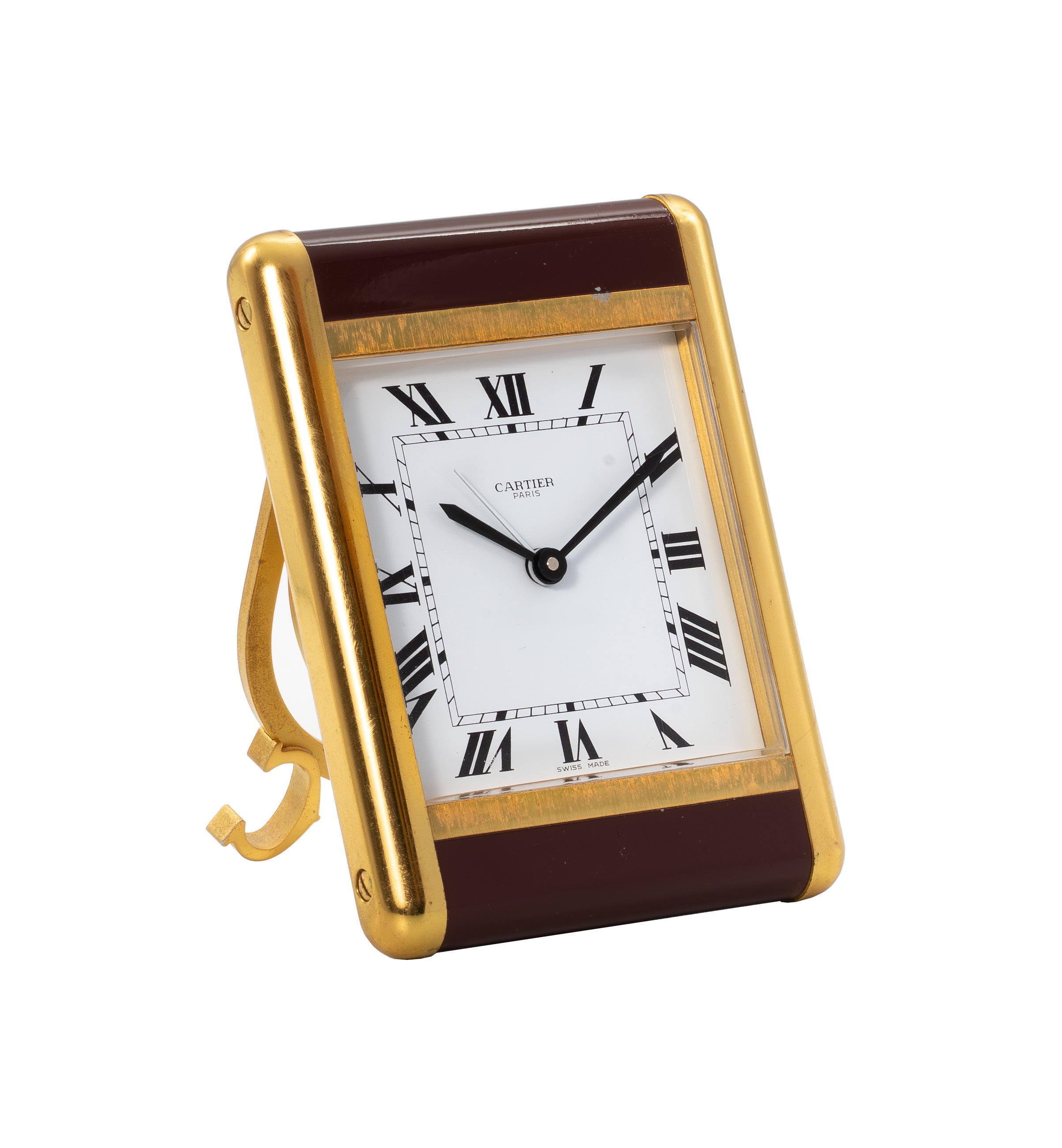 Horloge de bureau Cartier Tank 7505, ensemble complet, coffret Cartier Paris + papiers