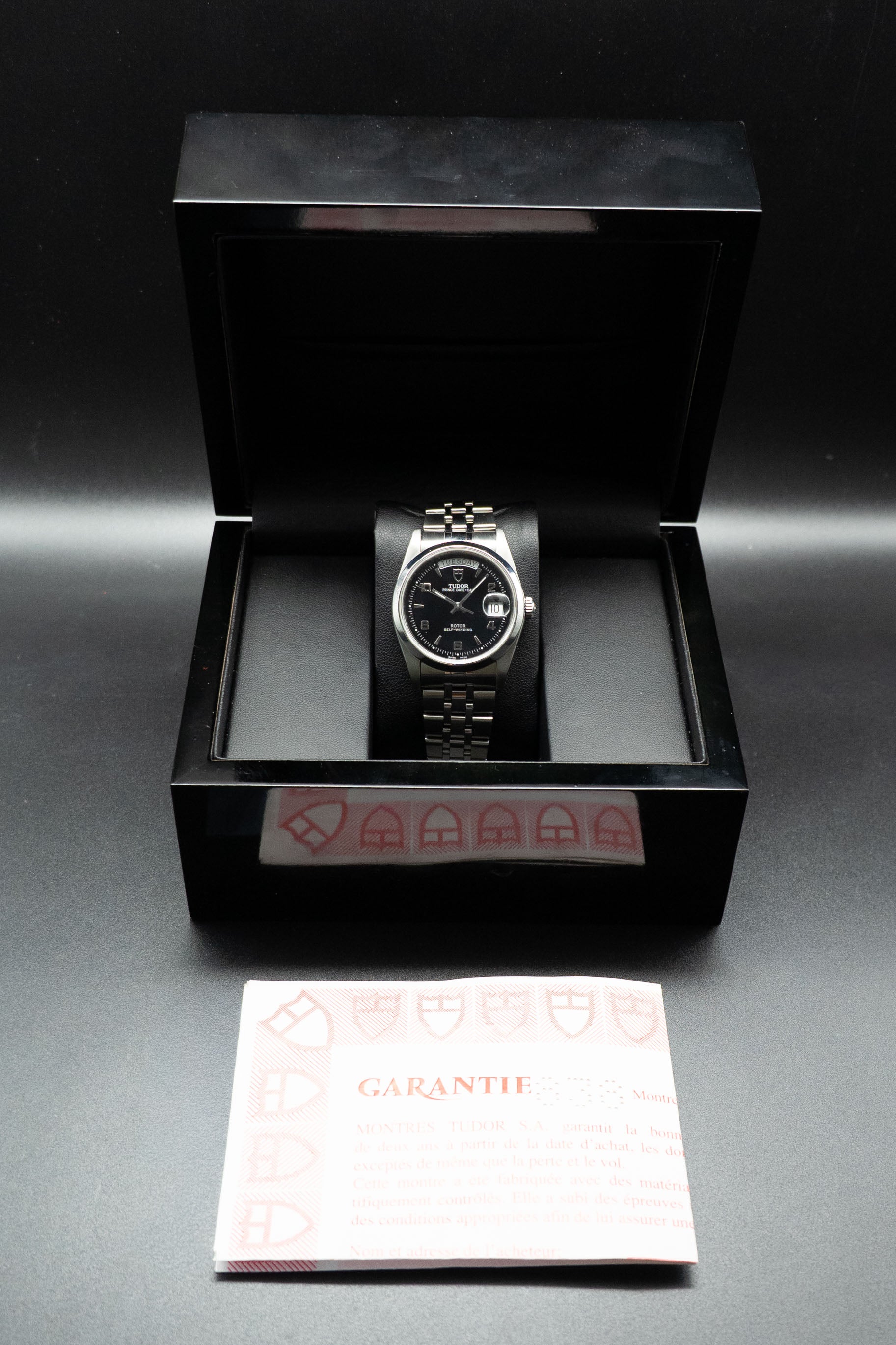 Tudor Date-Day 76200 Black Dial 2010 Papers