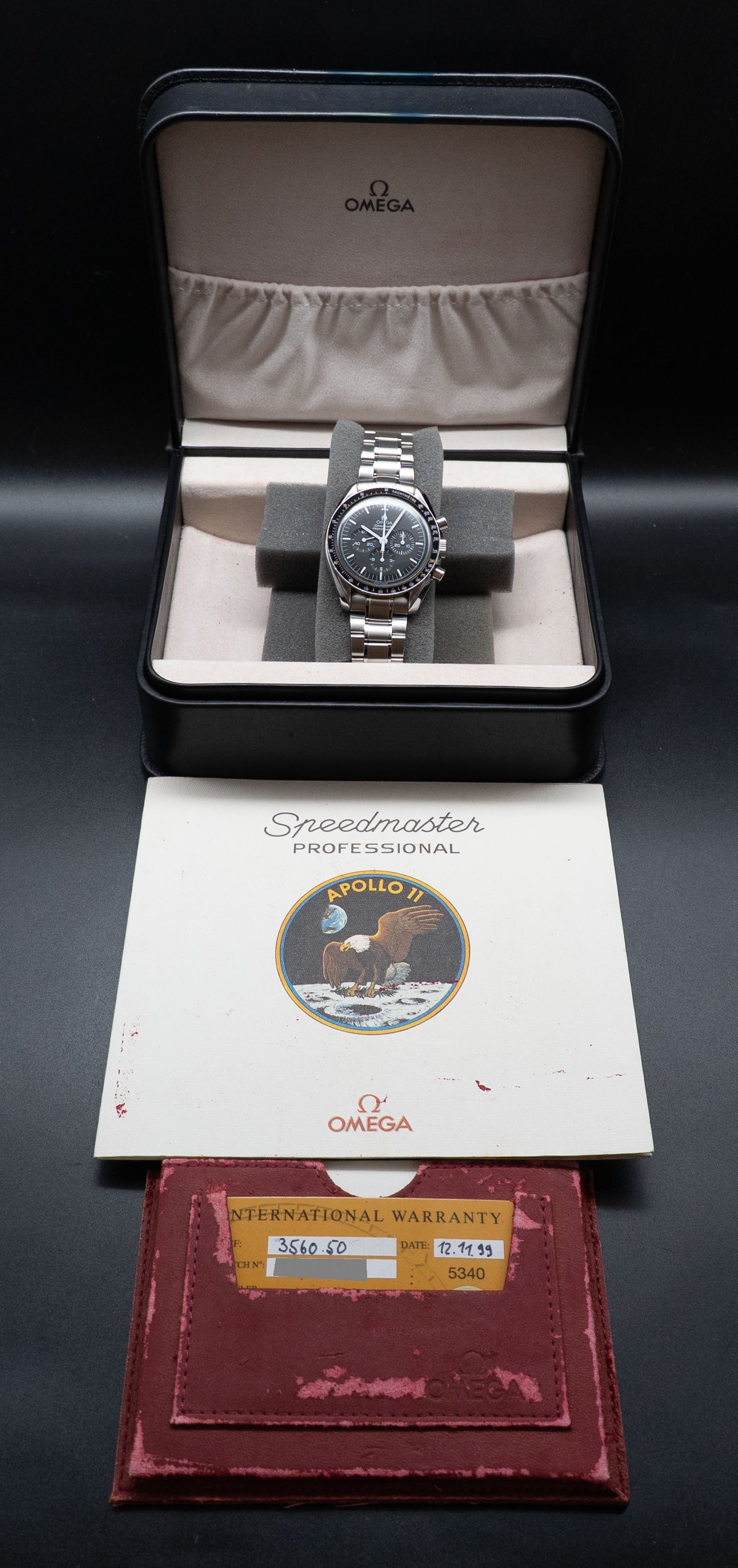 Omega Speedmaster Professional Apollo 11 3560.50 Fullset 1999 Box+Papers