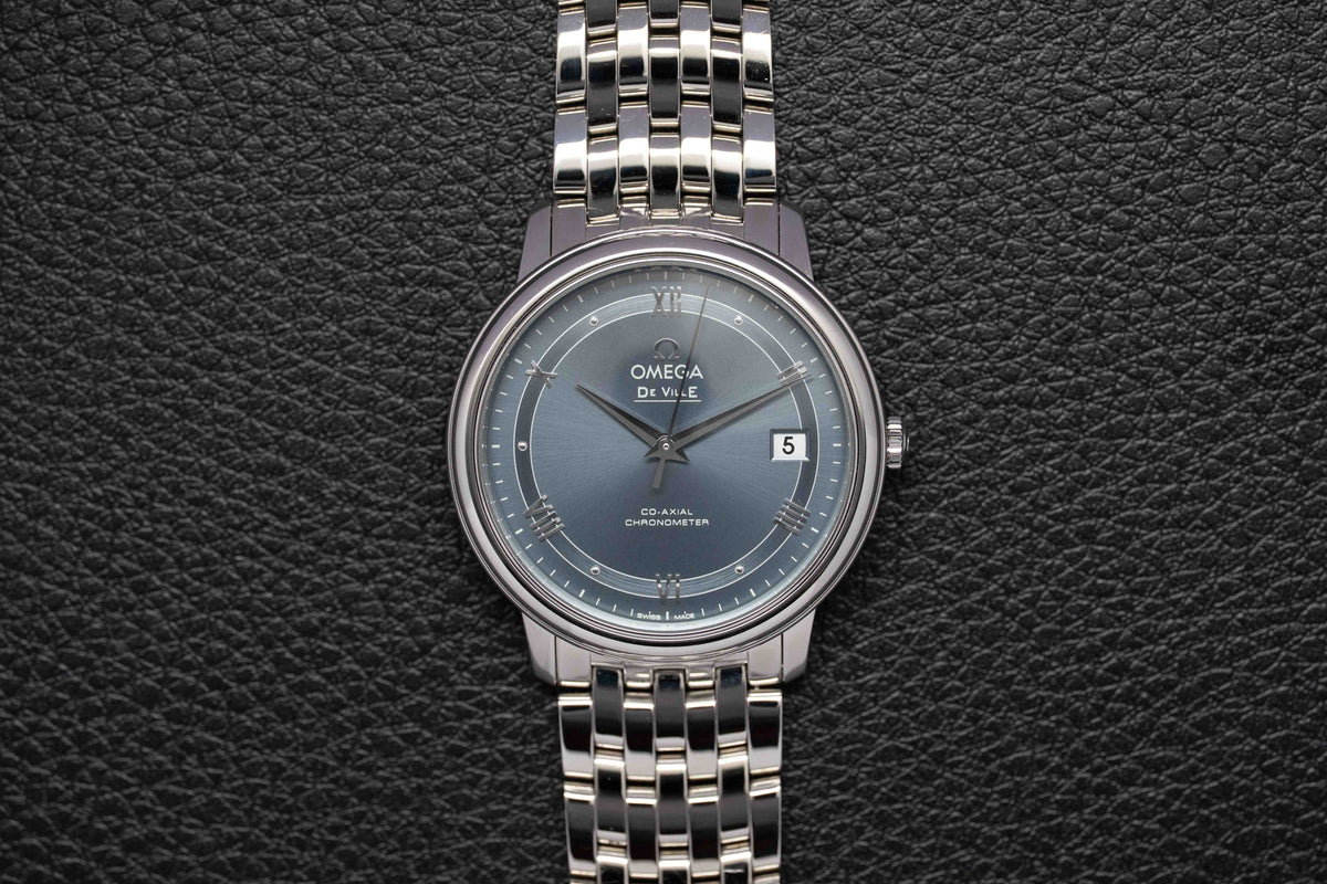 Omega De Ville Prestige 424.10.37.20.03.002 Blue Dial 2016 Papers