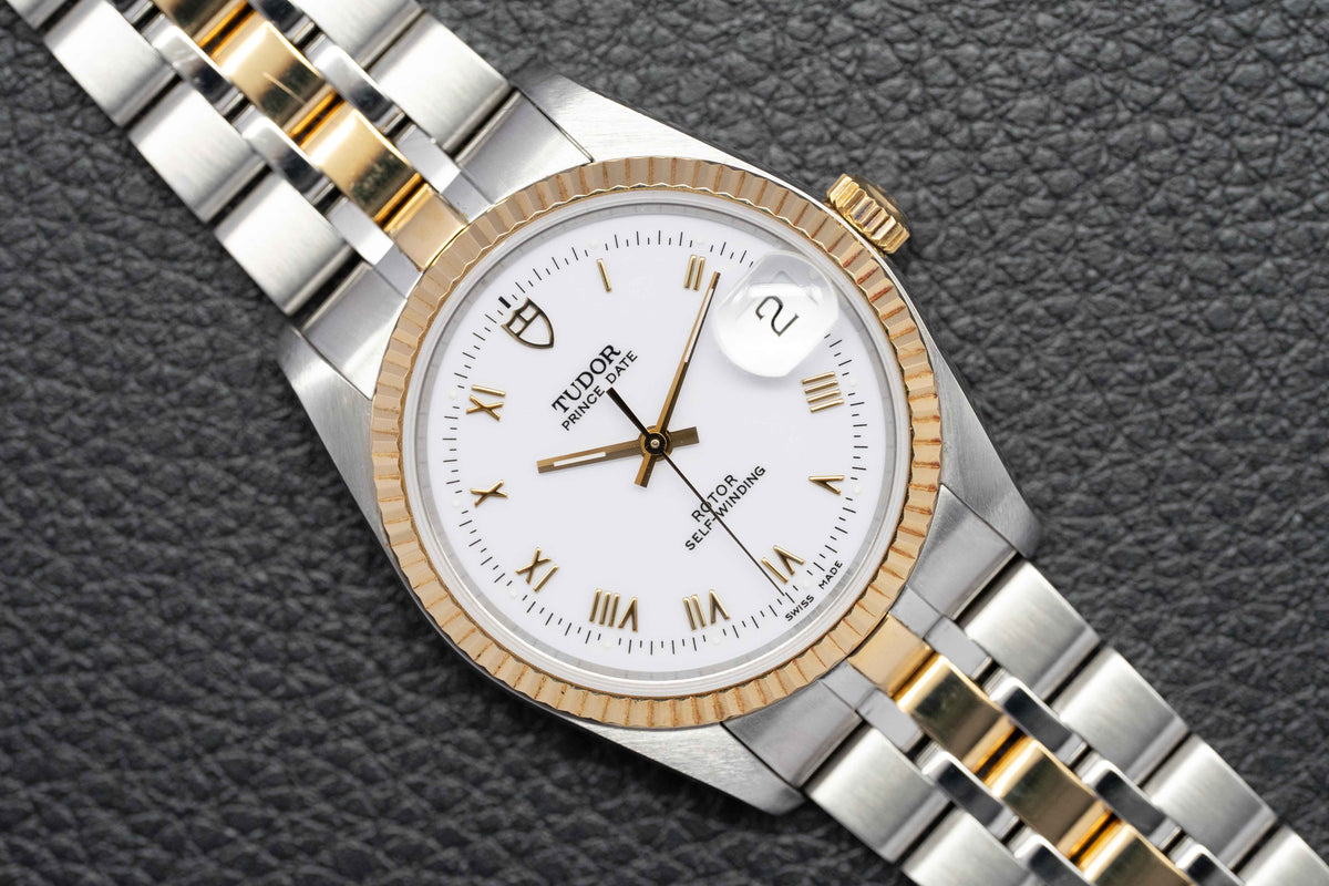 Tudor Prince Date 74033 White Dial 2005 Papers
