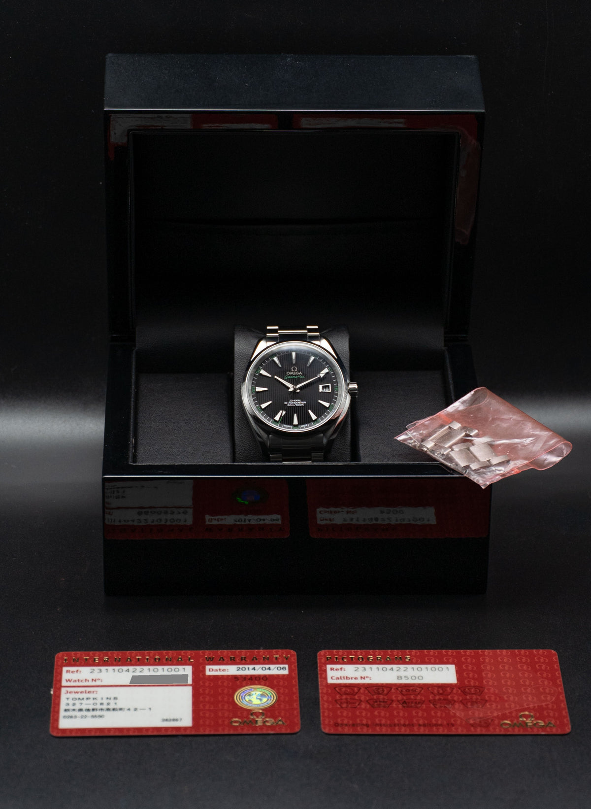 Omega Seamaster Aqua Terra 231.10.42.21.01.001 Black Dial 2014 Papers