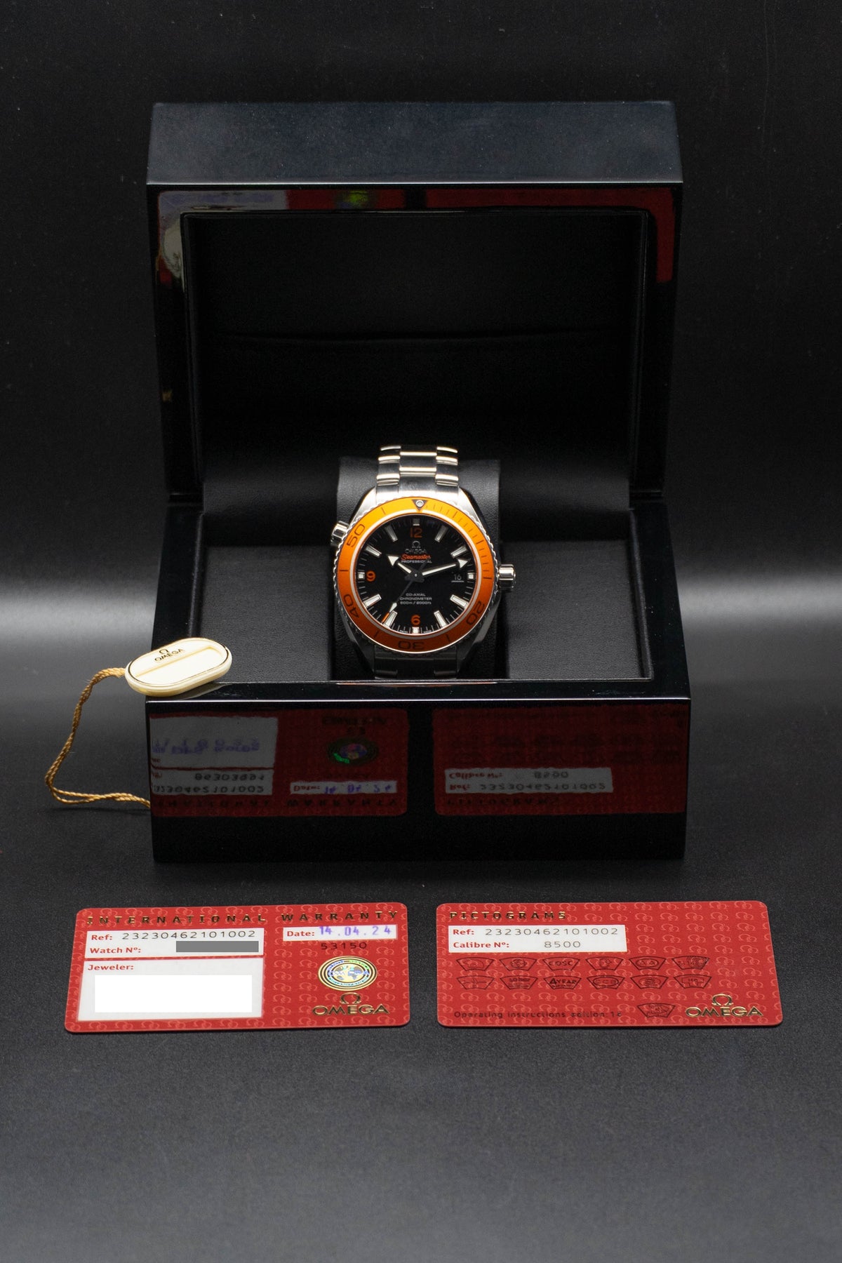 Omega Seamaster Planet Ocean 600M 232.30.46.21.01.002 Black Dial 2014 Papers