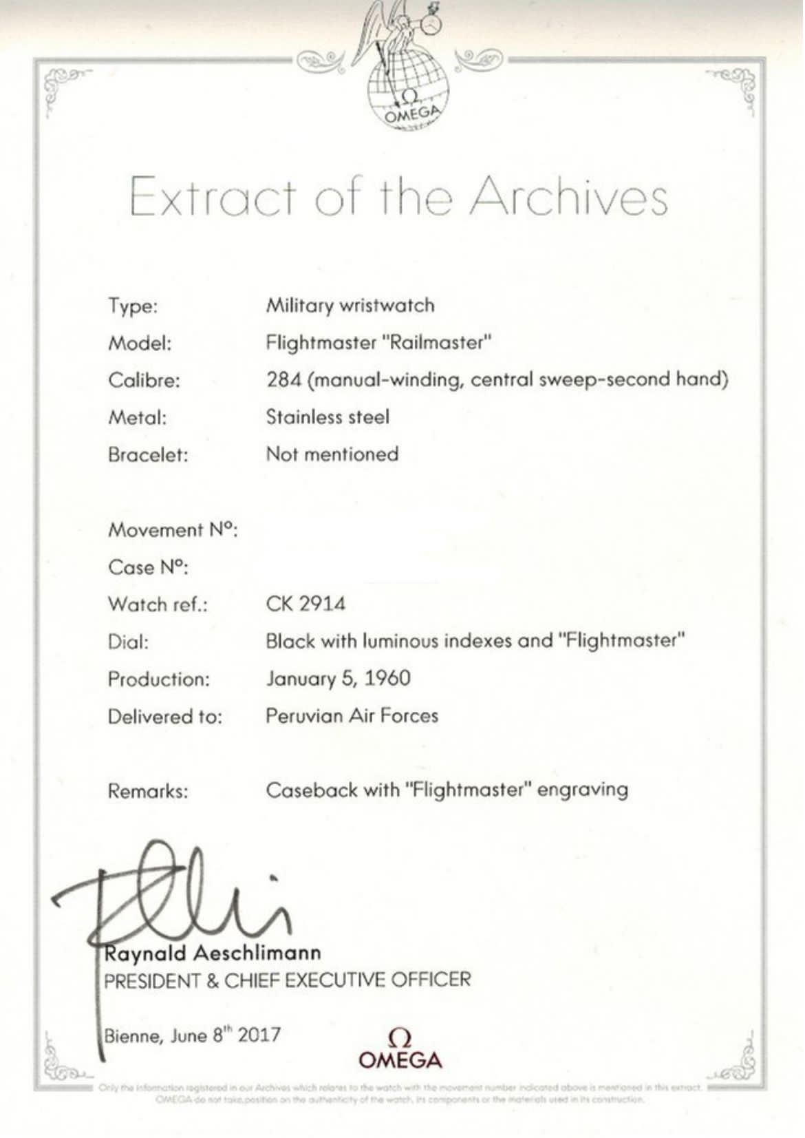 Omega Flightmaster 2914-4 Peruvian Military (FAP)