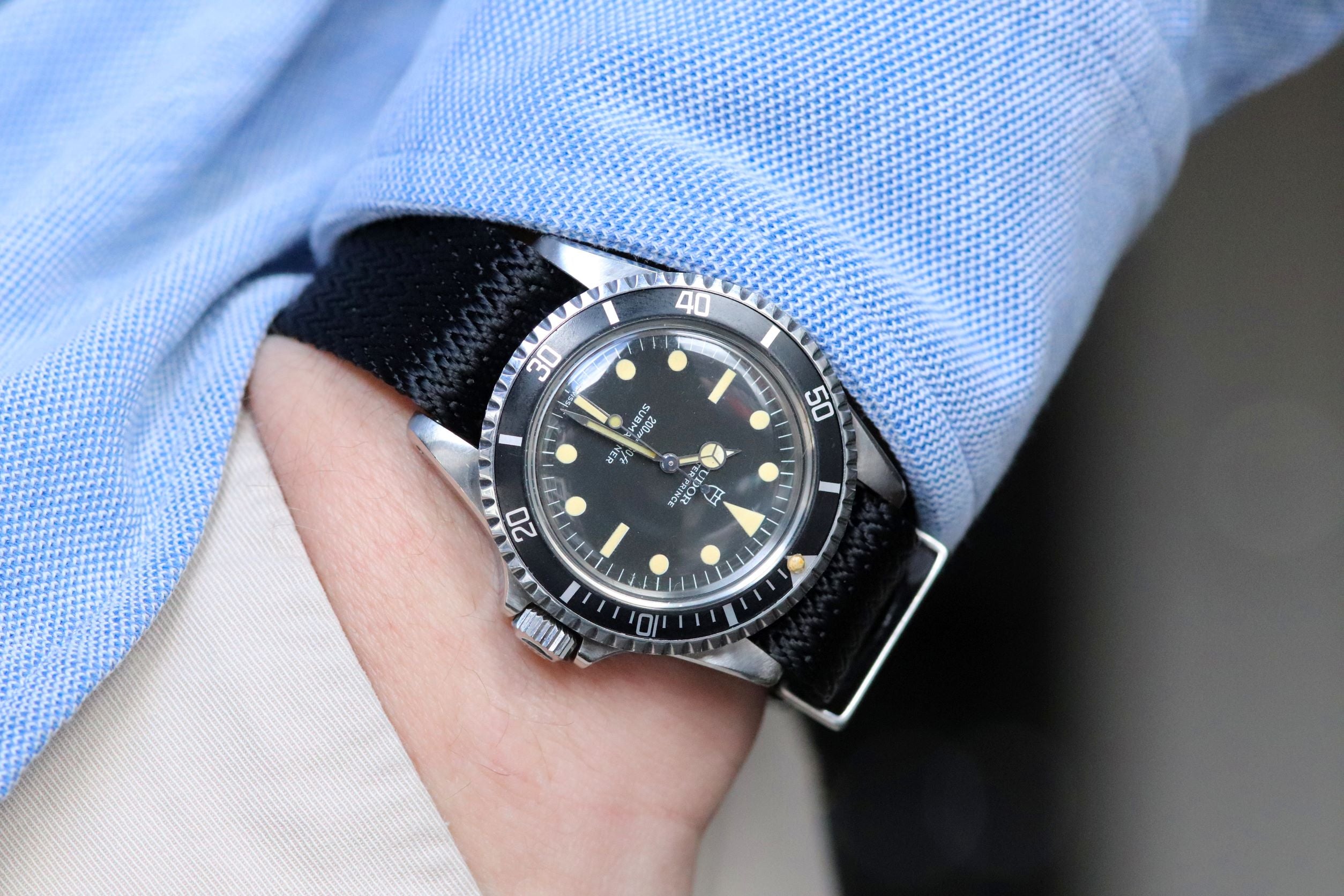 Vintage Perlon nylon strap Black