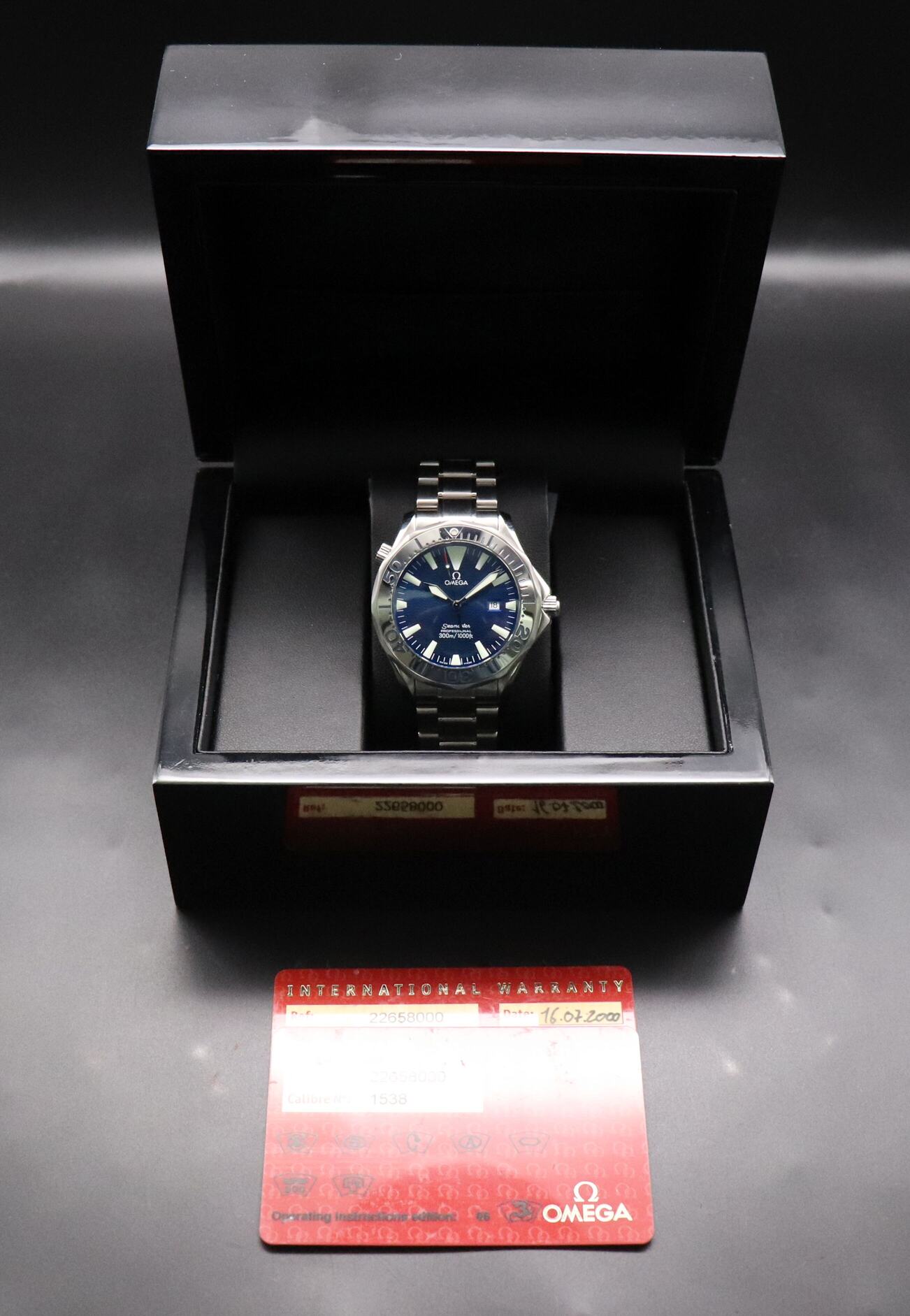 Omega Seamaster Diver 2265.80 Blue Dial 2000 Papers
