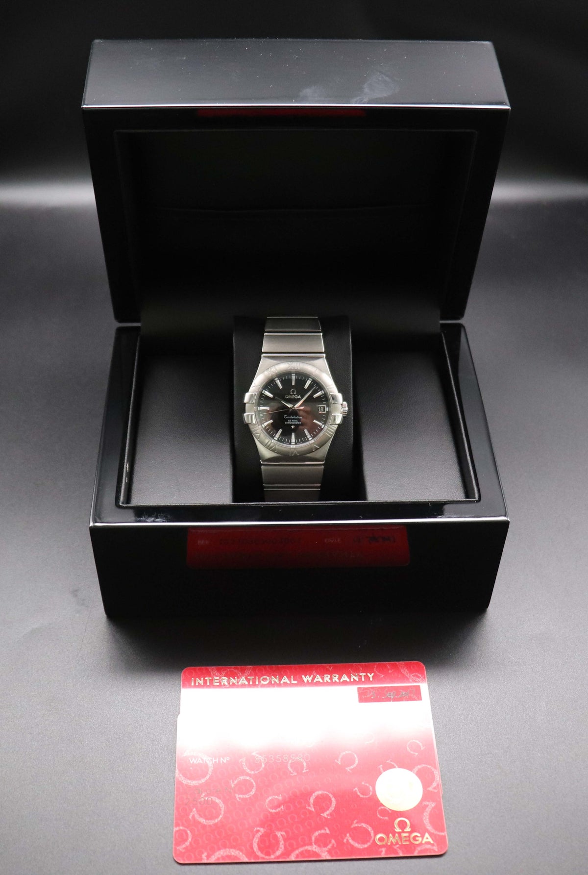Omega Constellation 123.10.35.20.01.001 Black Dial 2017 Papers