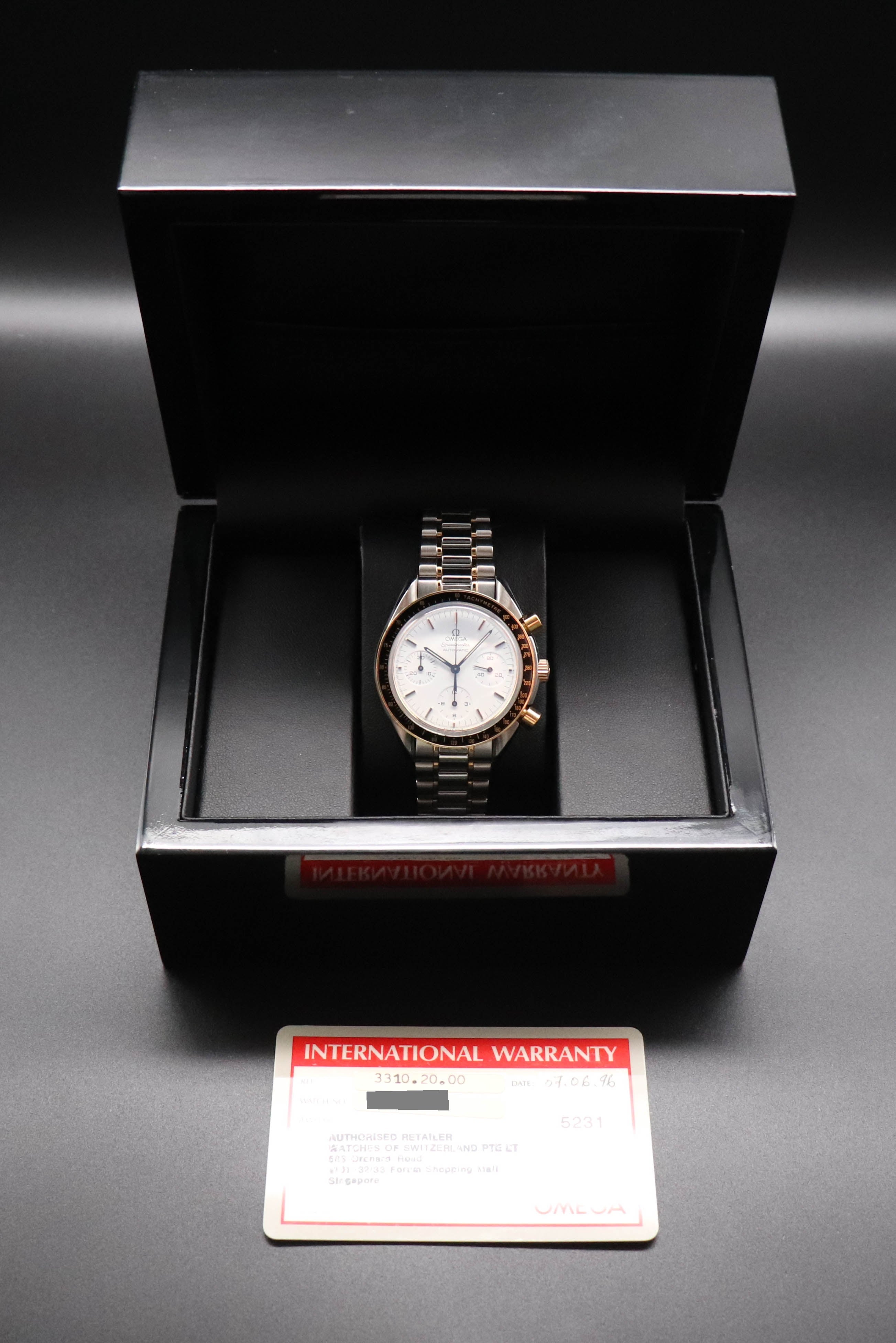 Omega Speedmaster Reduced 3310.20 Albino Gold 1996 Papers