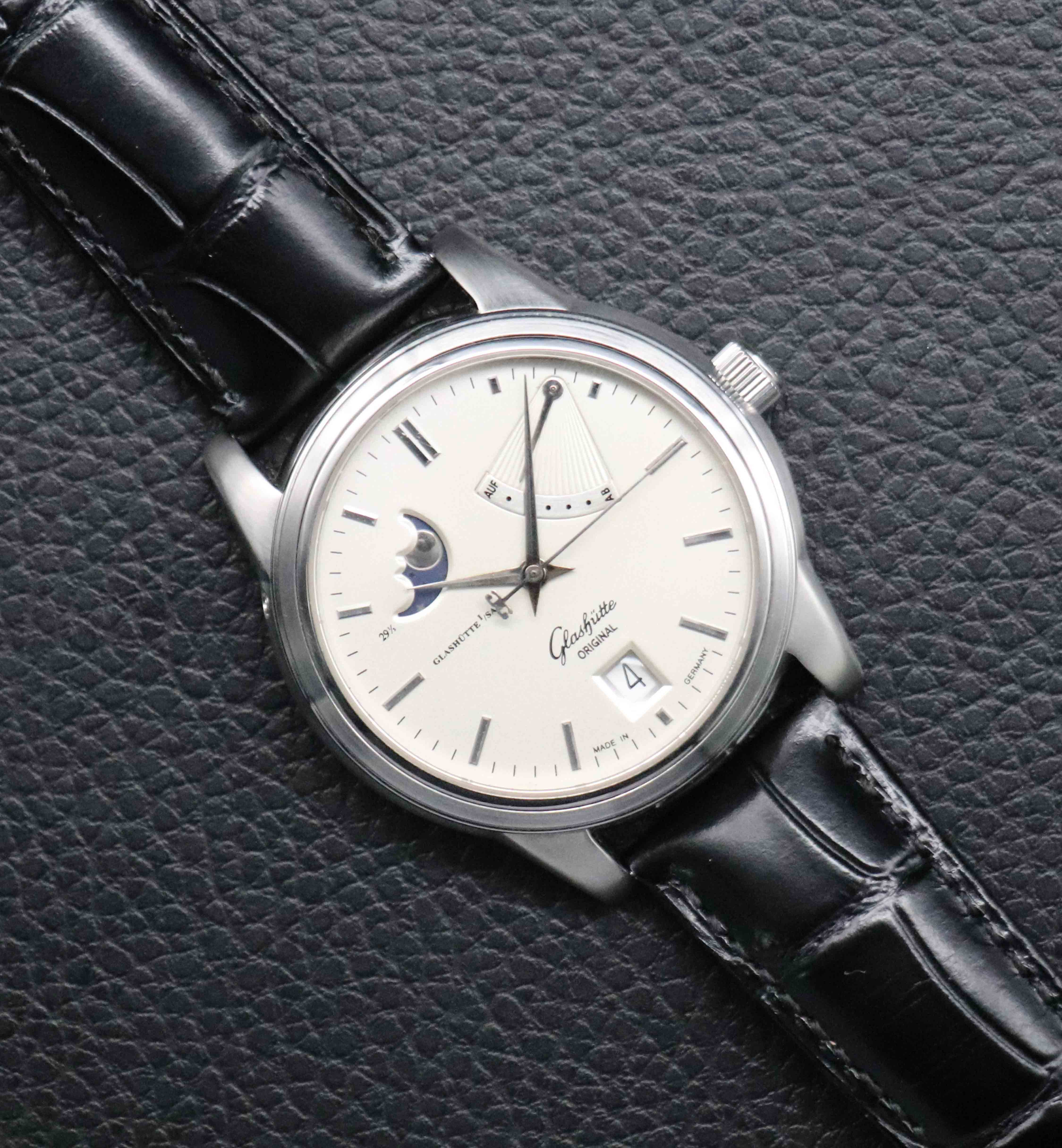 Glashütte Original Senator Fasi lunari Riserva di carica 39.44.04.12.04 Quadrante argento 2010