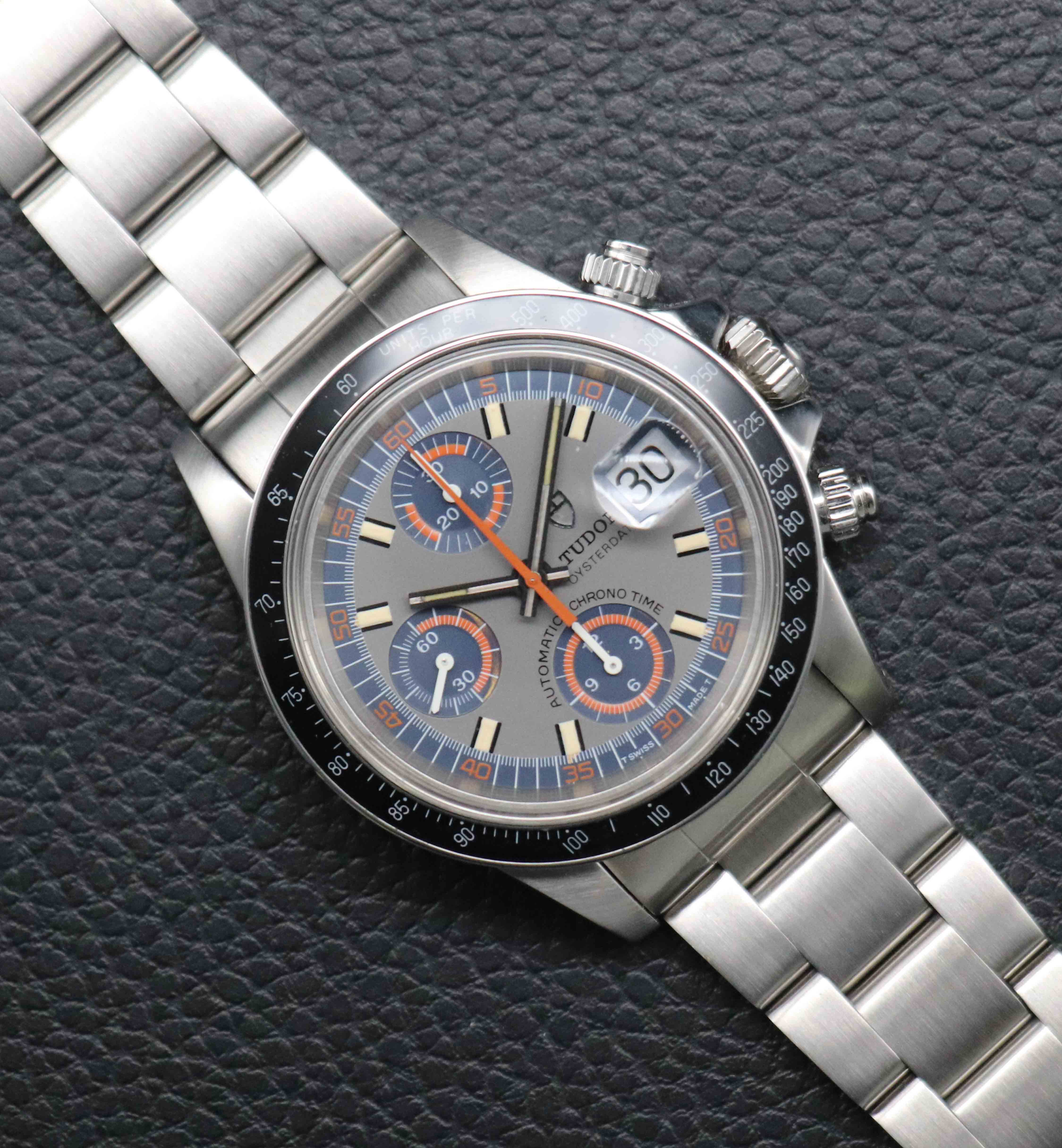 Tudor Oysterdate Big Block Monte Carlo Date 94200 con quadrante argentato, 1979, nella scatola originale