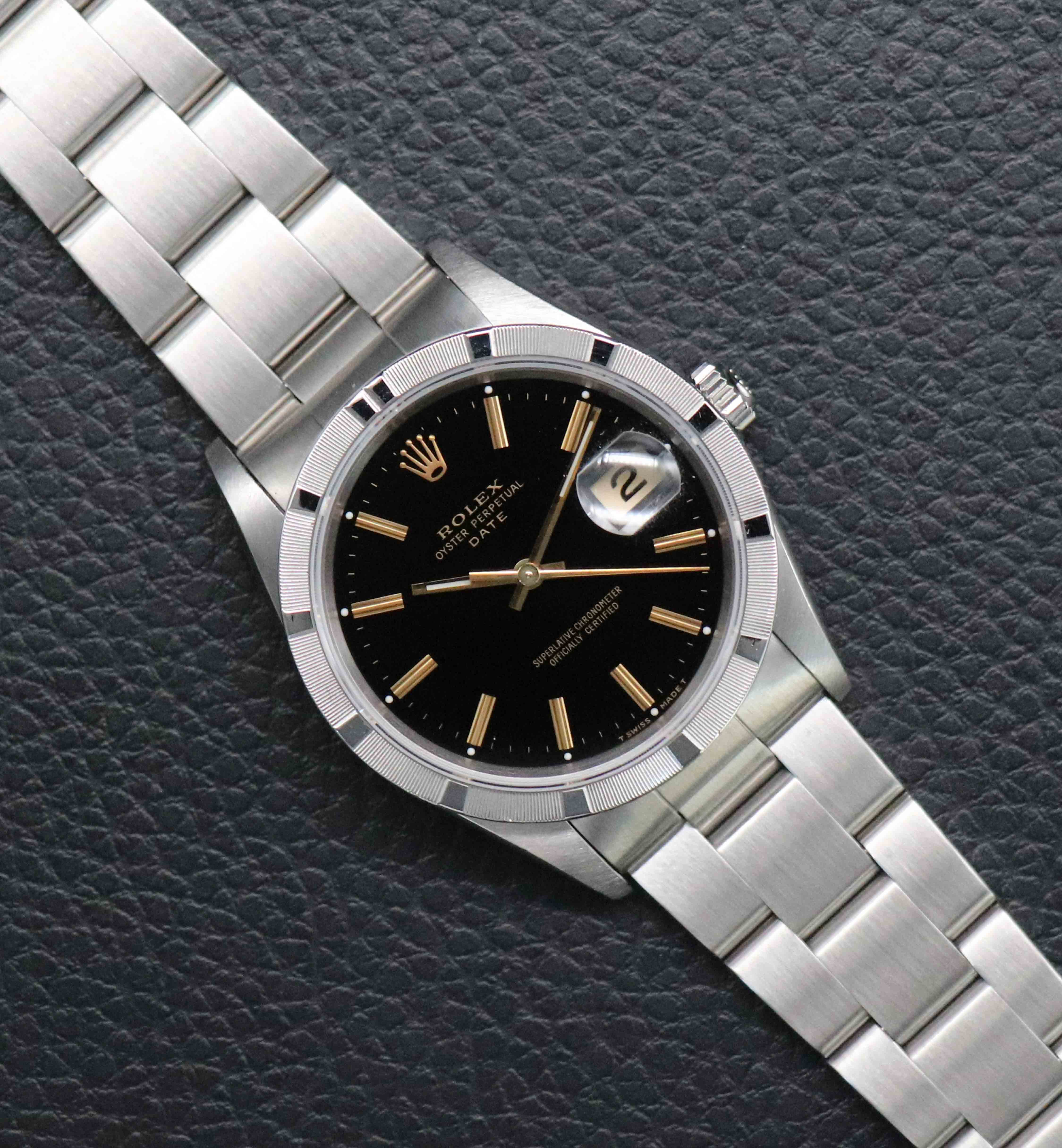 Rolex Date 15210 Black Dial Fullset 1995 Box+Papers