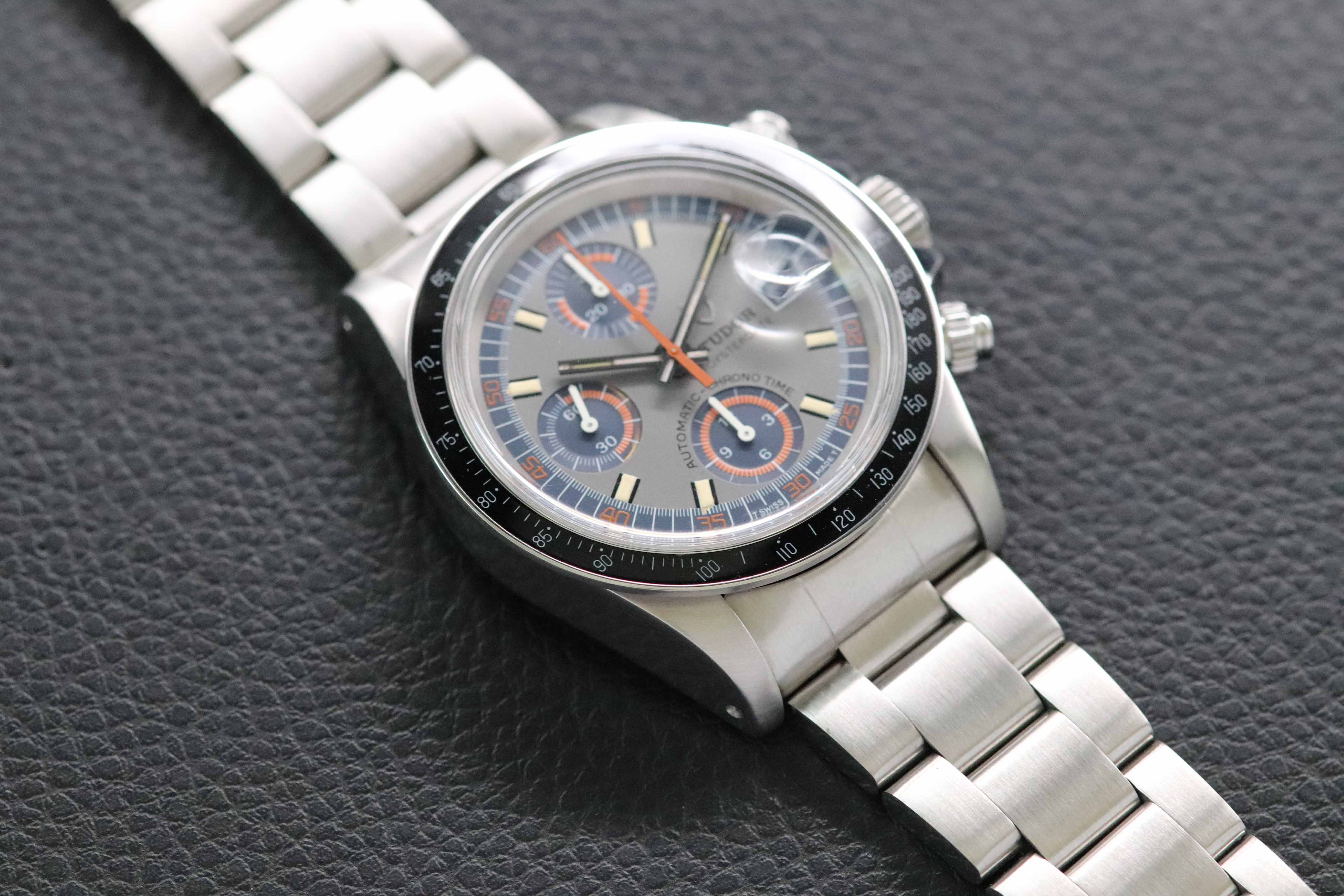 Tudor Oysterdate Big Block Monte Carlo Date 94200 con quadrante argentato, 1979, nella scatola originale
