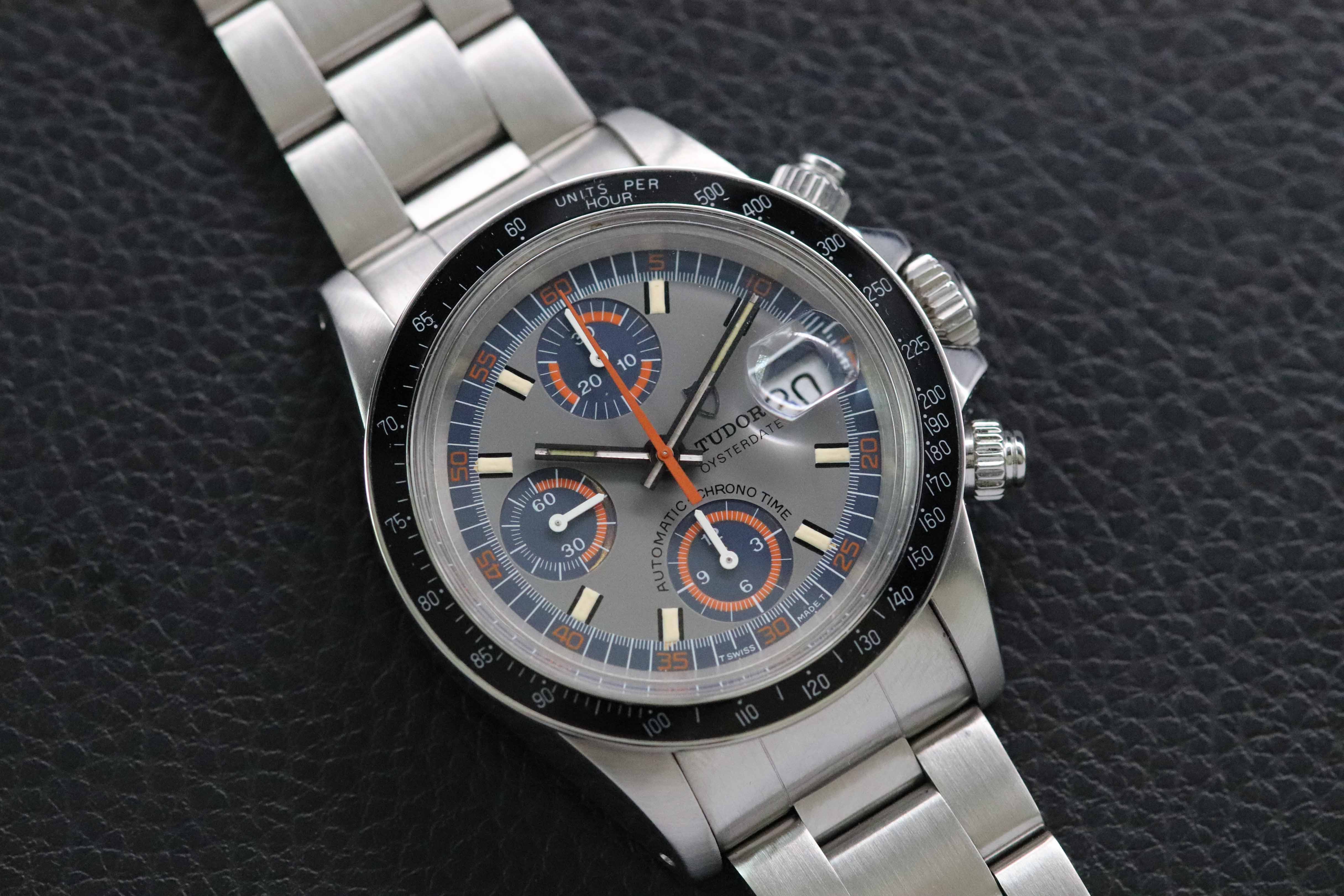 Tudor Oysterdate Big Block Monte Carlo Date 94200 con quadrante argentato, 1979, nella scatola originale